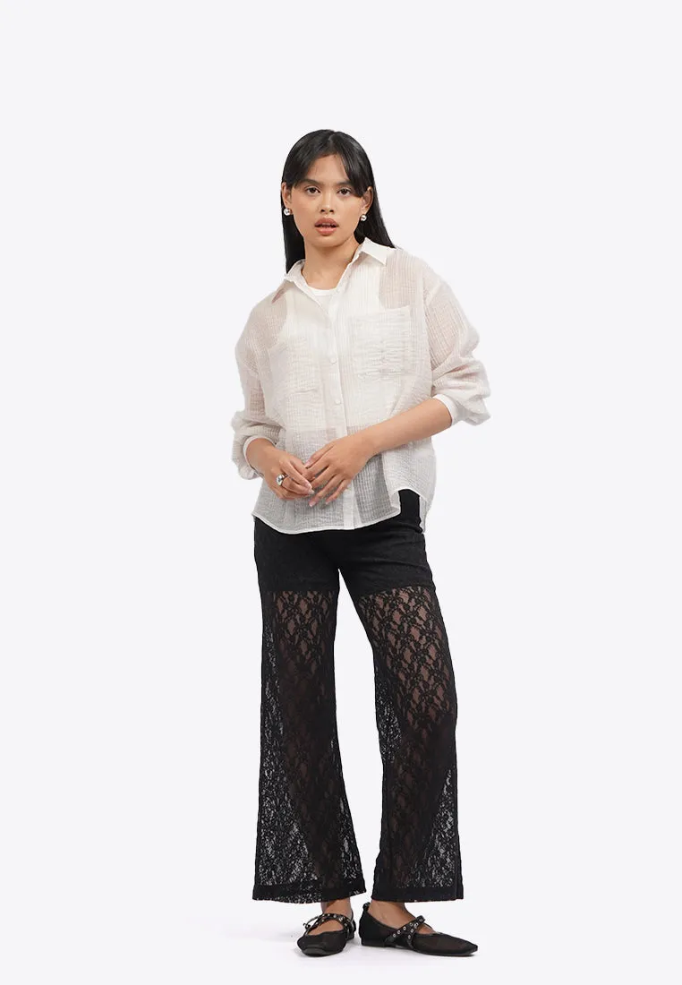 Textured Long Sleeve Sheer Shirt sold by colorbox product image thumbnail 5