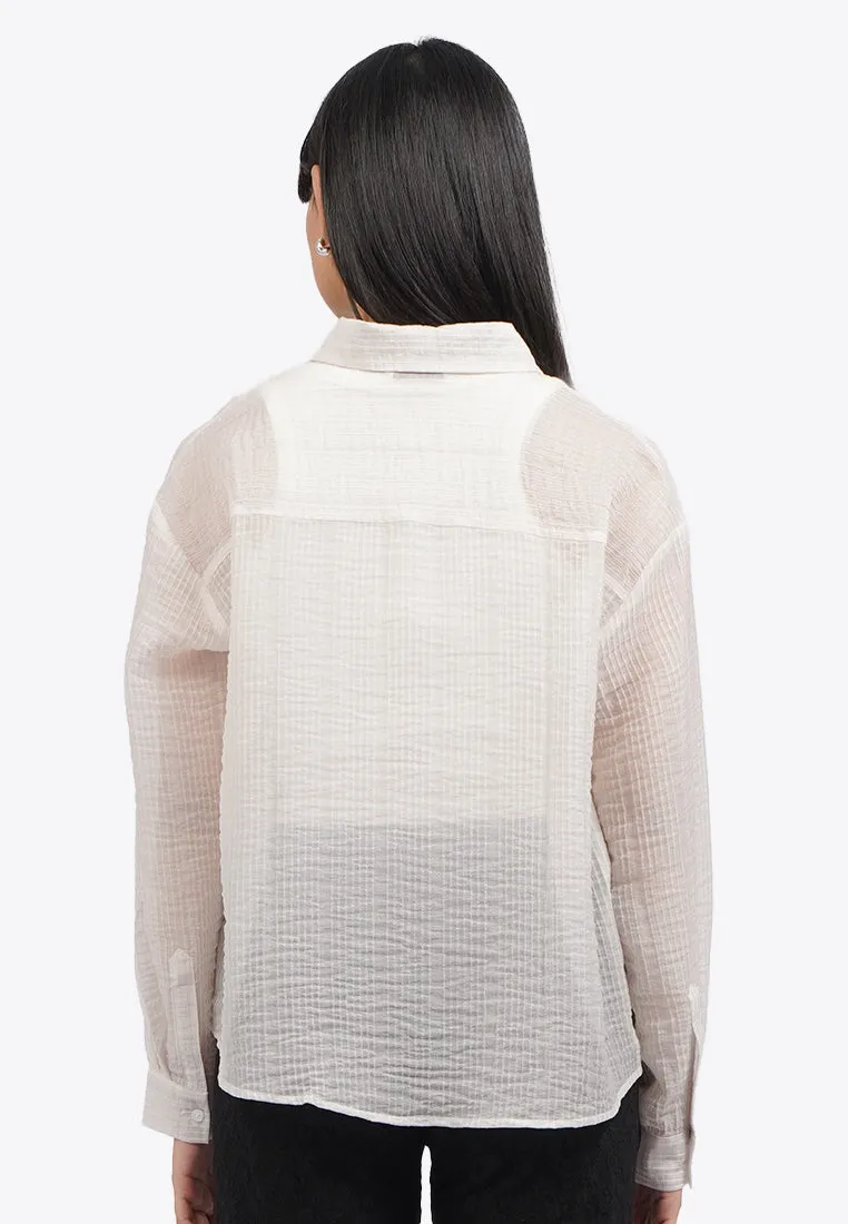 Textured Long Sleeve Sheer Shirt sold by colorbox product image thumbnail 4