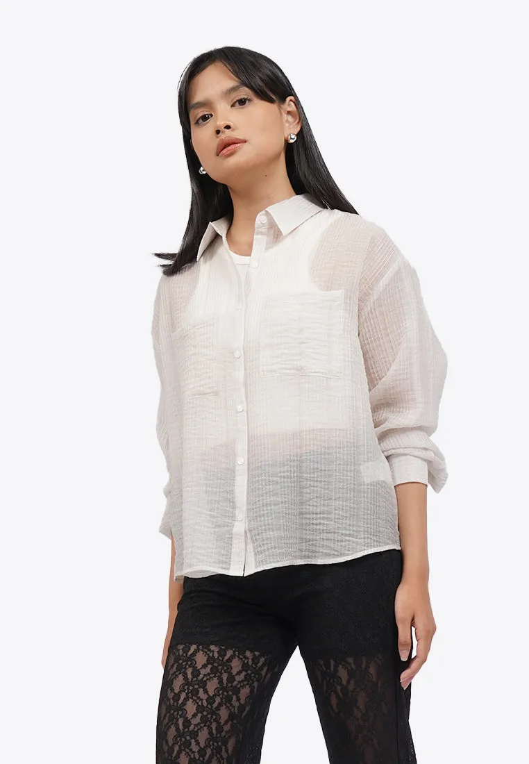 Textured Long Sleeve Sheer Shirt sold by colorbox product image thumbnail 2