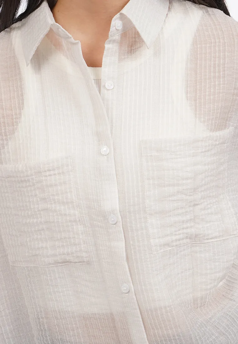 Textured Long Sleeve Sheer Shirt sold by colorbox product image thumbnail 3