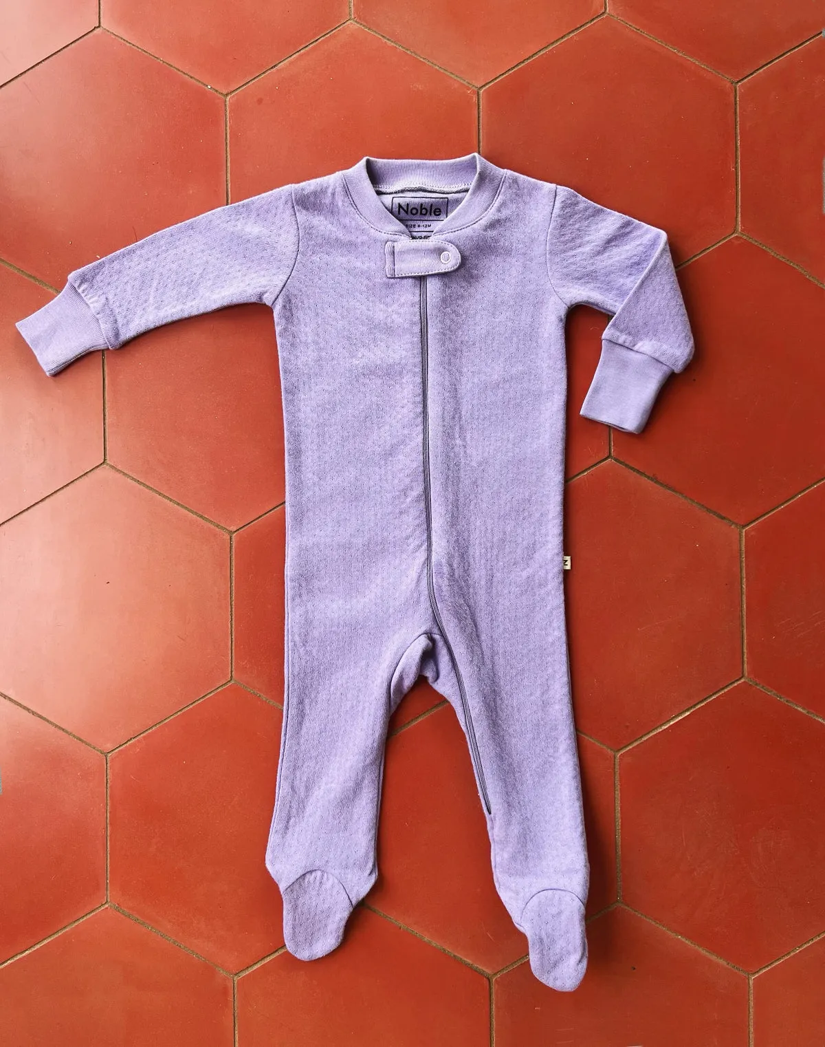 Noble Organic Pointelle Footie Sleeper in Lavender sold by Noble product image thumbnail 2