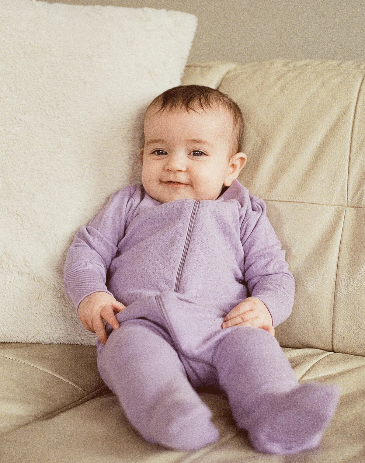 Noble Organic Pointelle Footie Sleeper in Lavender sold by Noble product image thumbnail 3