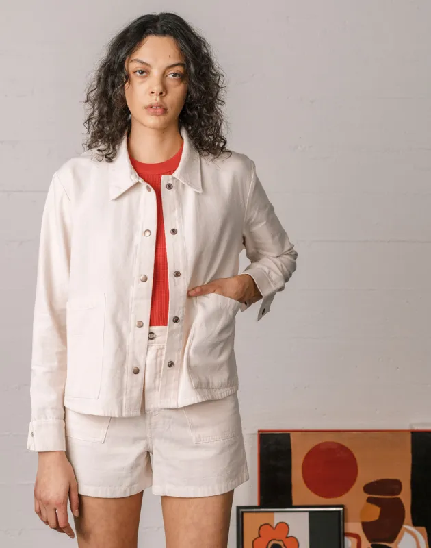 Noble Adult Organic Chore Jacket in Oat Milk sold by Noble