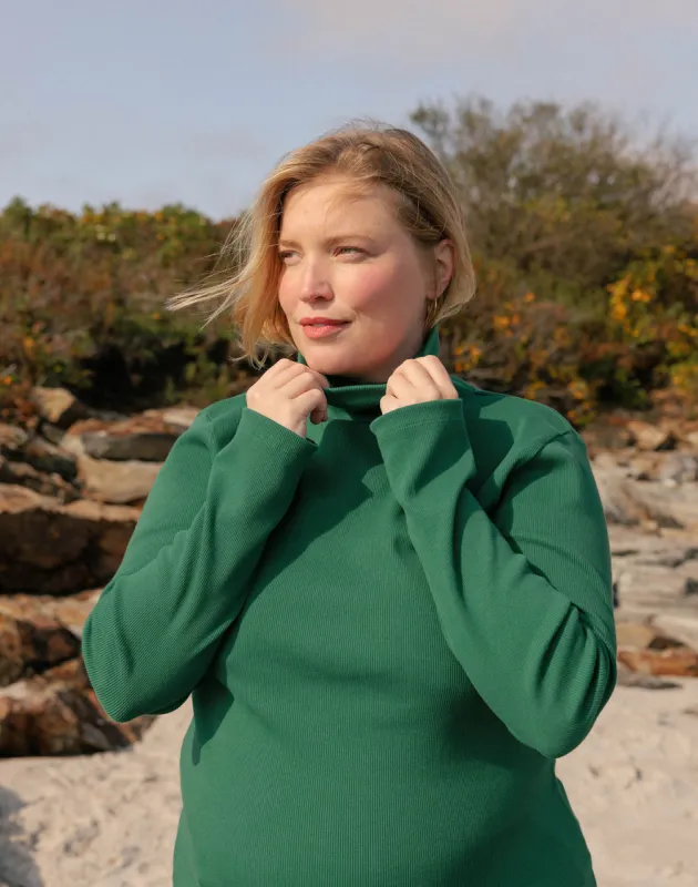 Noble Adult Organic Rib Turtleneck in Pine sold by Noble