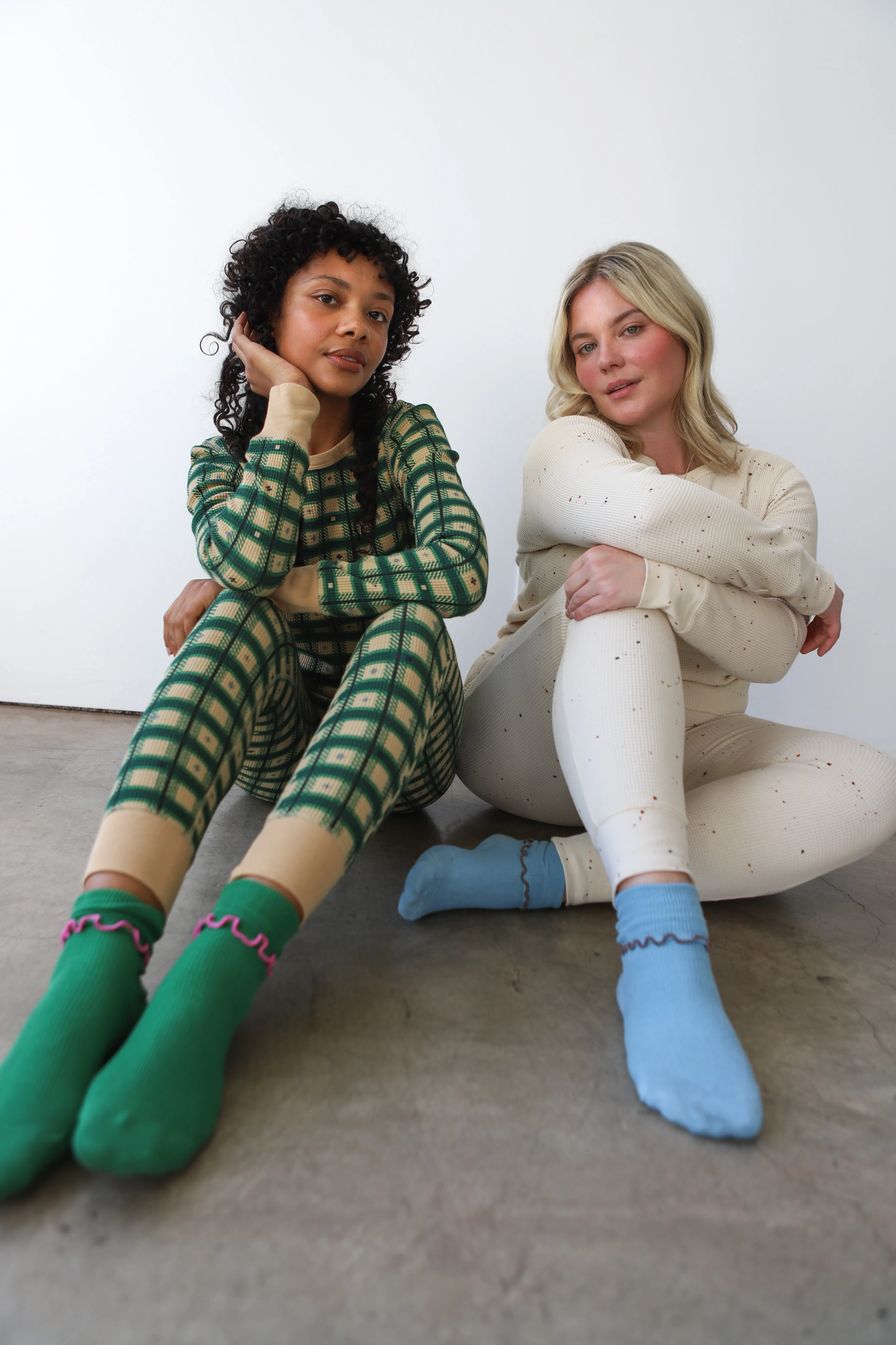 Ruffle Modal Sock - Spinach/Pink Edge sold by Noble product image thumbnail 3