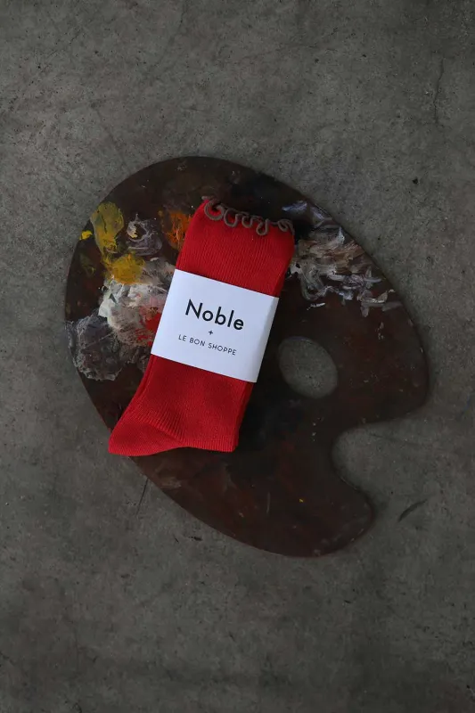 Ruffle Modal Sock - Paprika/Brown Edge made by Noble