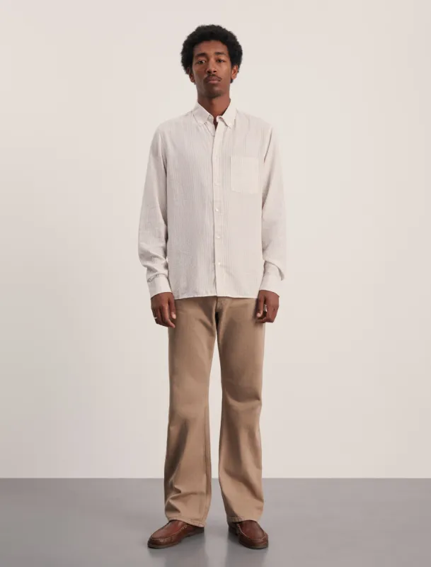 ANOTHER Shirt 1.0, Ecru Brown Stripe sold by ANOTHER ASPECT