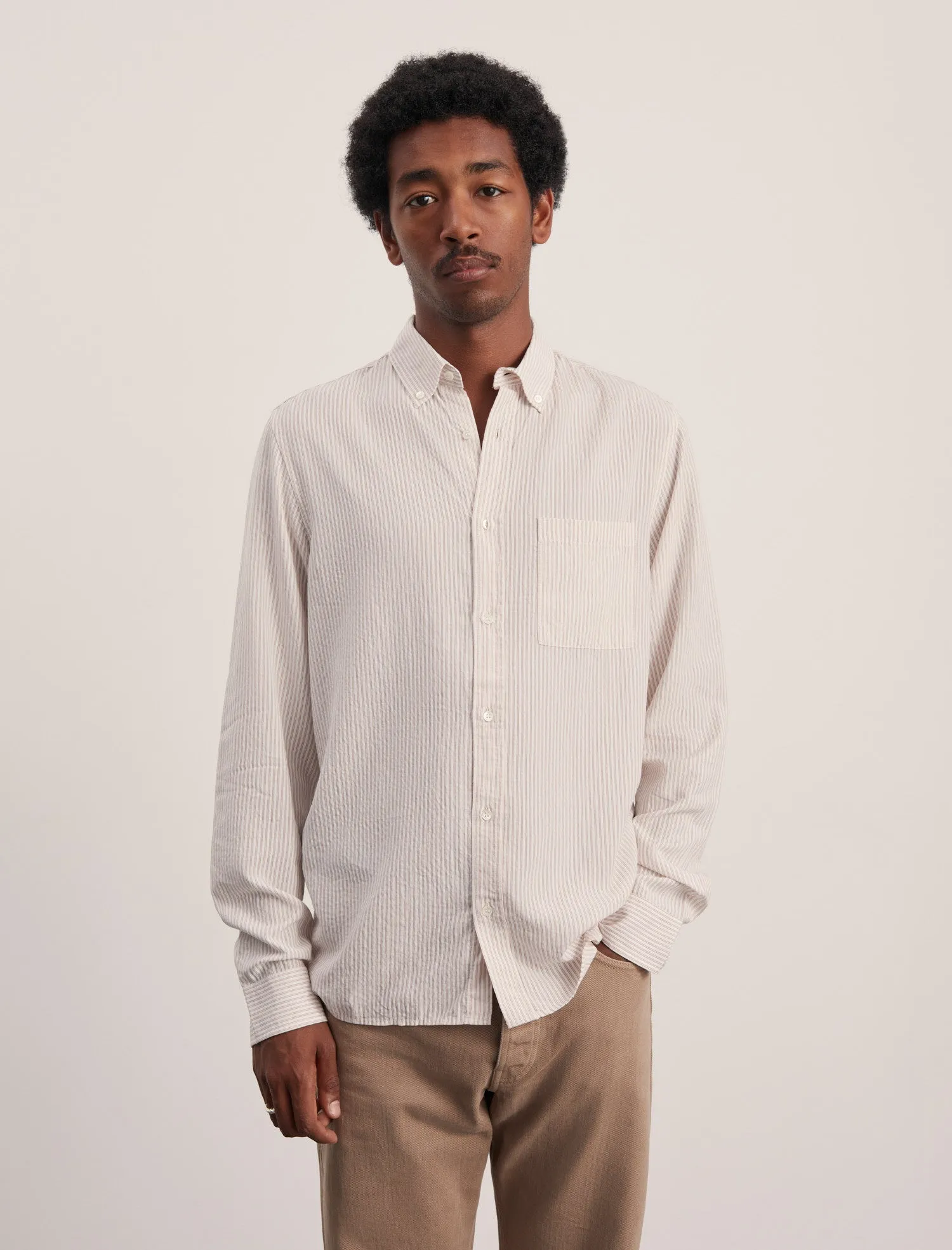 ANOTHER Shirt 1.0, Ecru Brown Stripe sold by ANOTHER ASPECT product image thumbnail 2