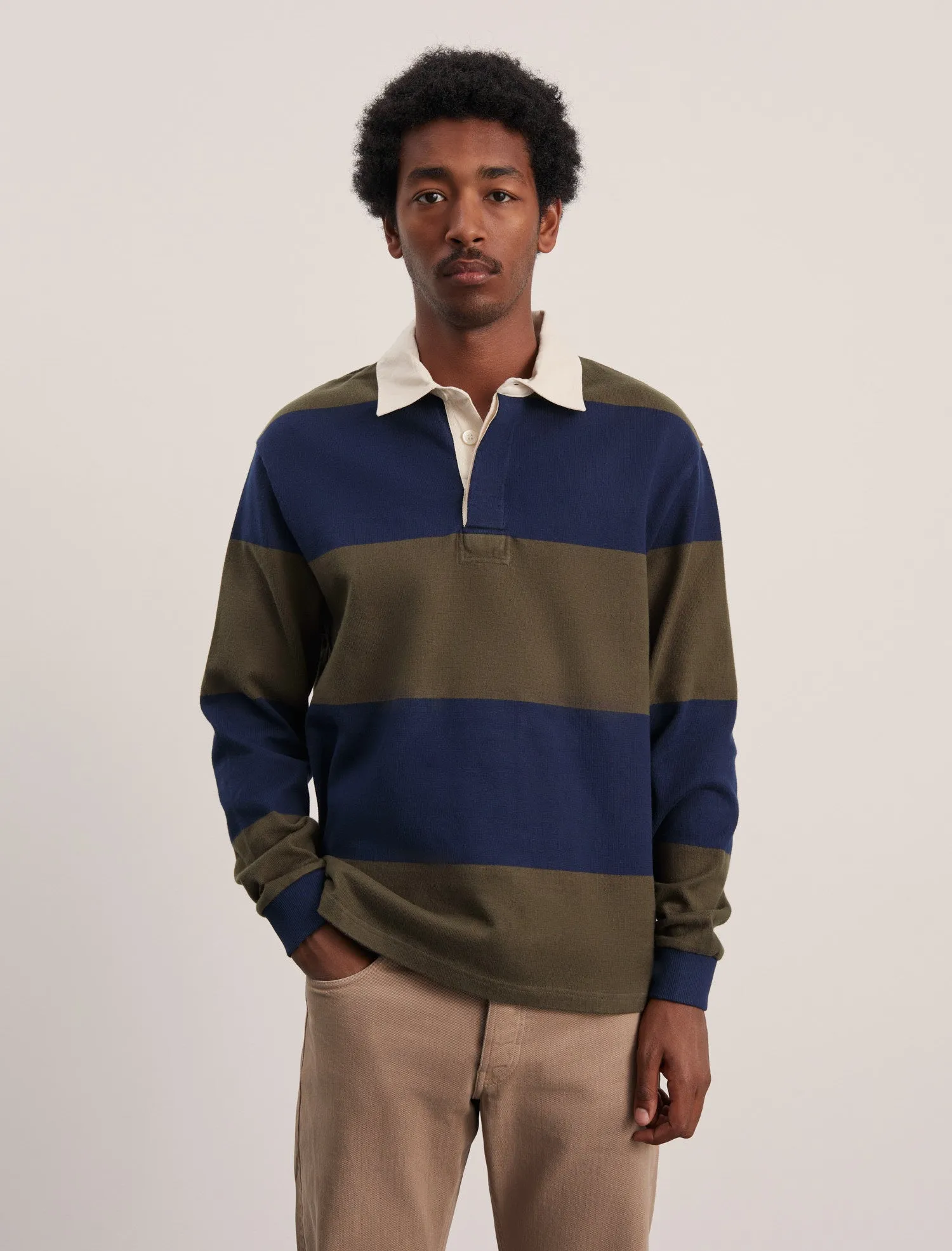 ANOTHER Rugby Polo 1.0, Navy Brown Stripe sold by ANOTHER ASPECT product image thumbnail 2