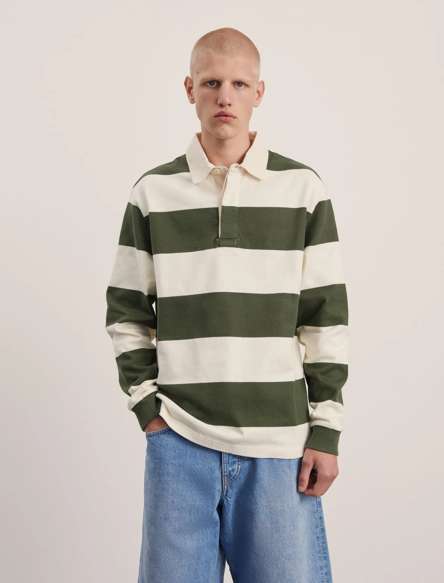 ANOTHER Rugby Polo 1.0, Green Ecru Stripe sold by ANOTHER ASPECT product image thumbnail 2