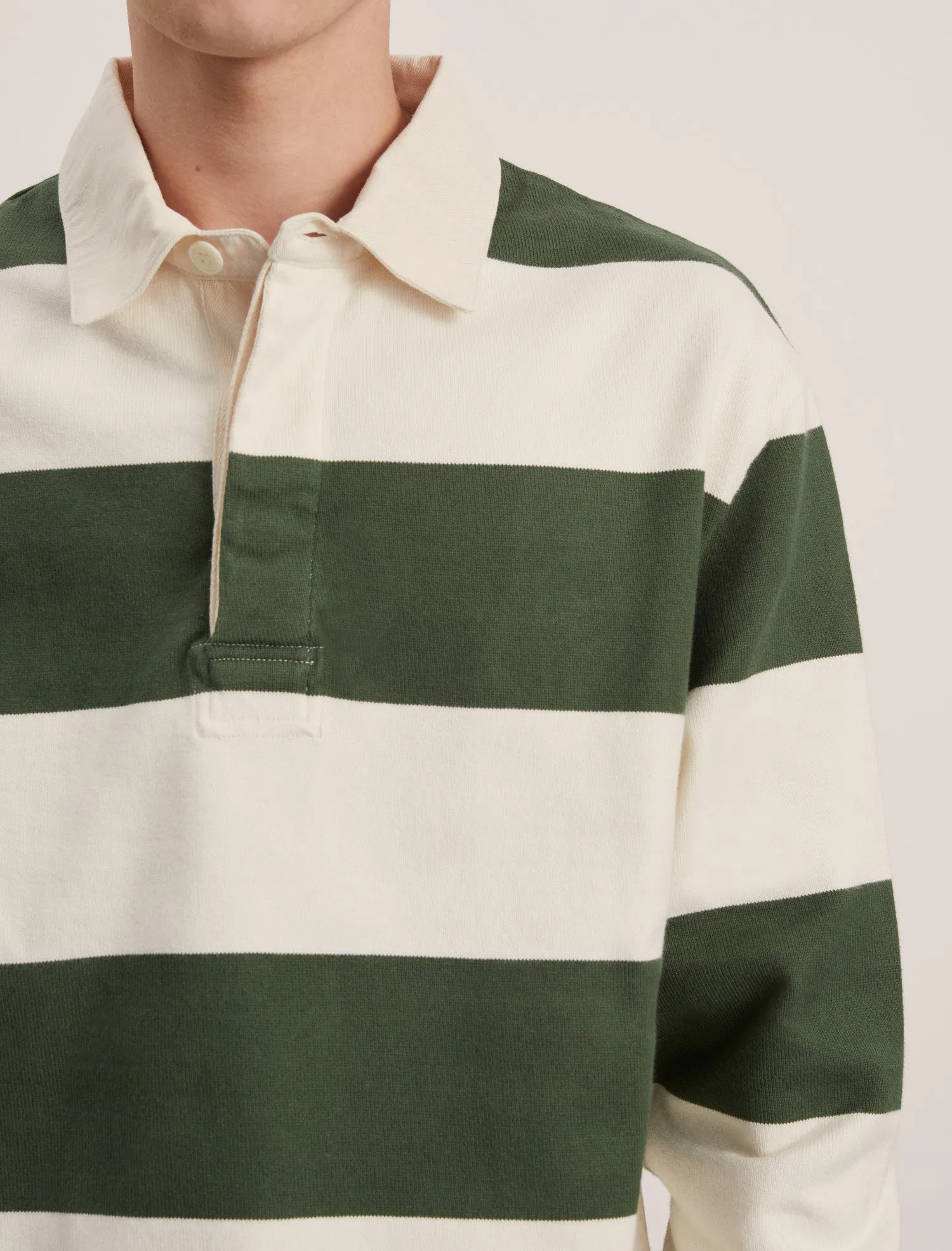 ANOTHER Rugby Polo 1.0, Green Ecru Stripe sold by ANOTHER ASPECT product image thumbnail 4
