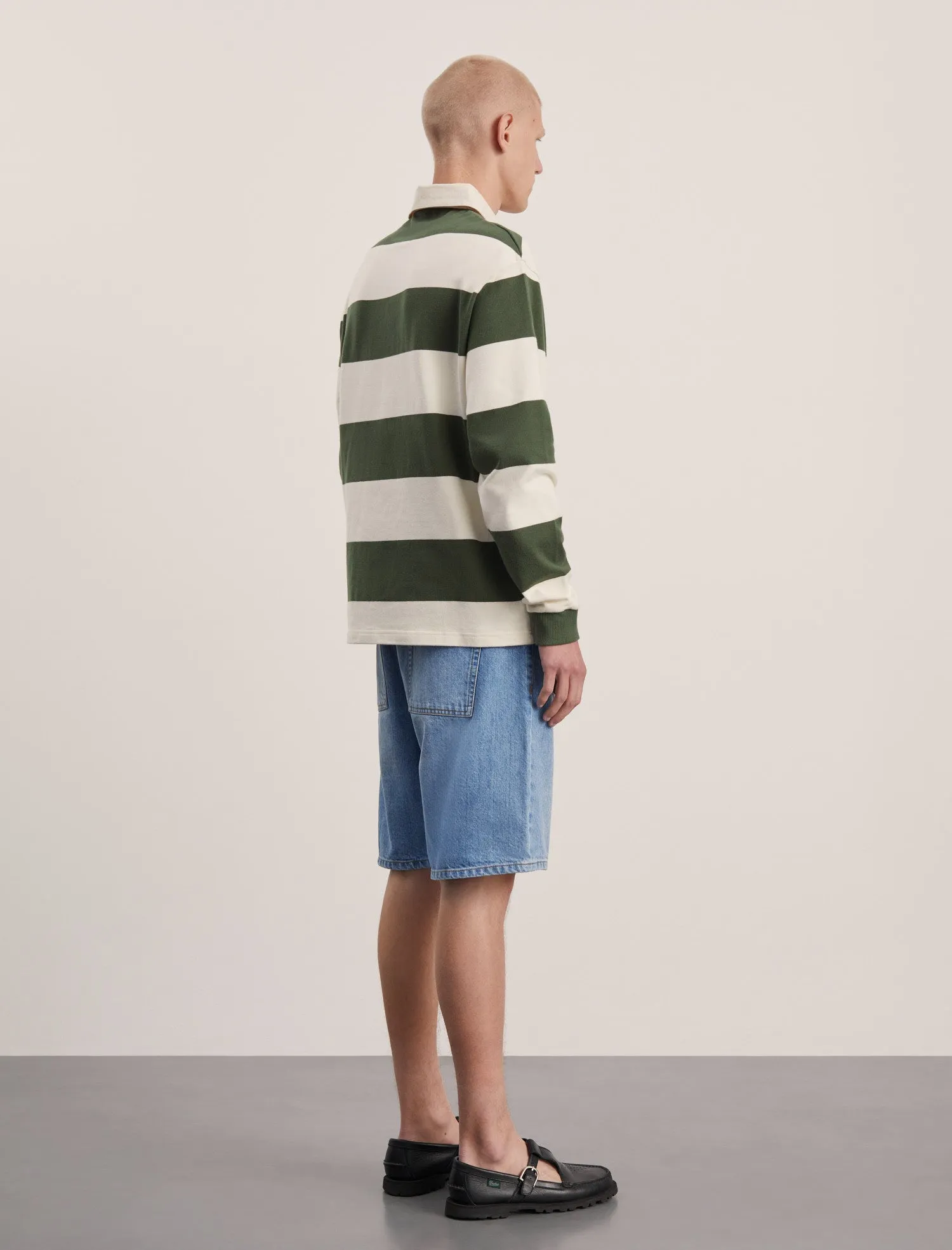 ANOTHER Rugby Polo 1.0, Green Ecru Stripe sold by ANOTHER ASPECT product image thumbnail 3