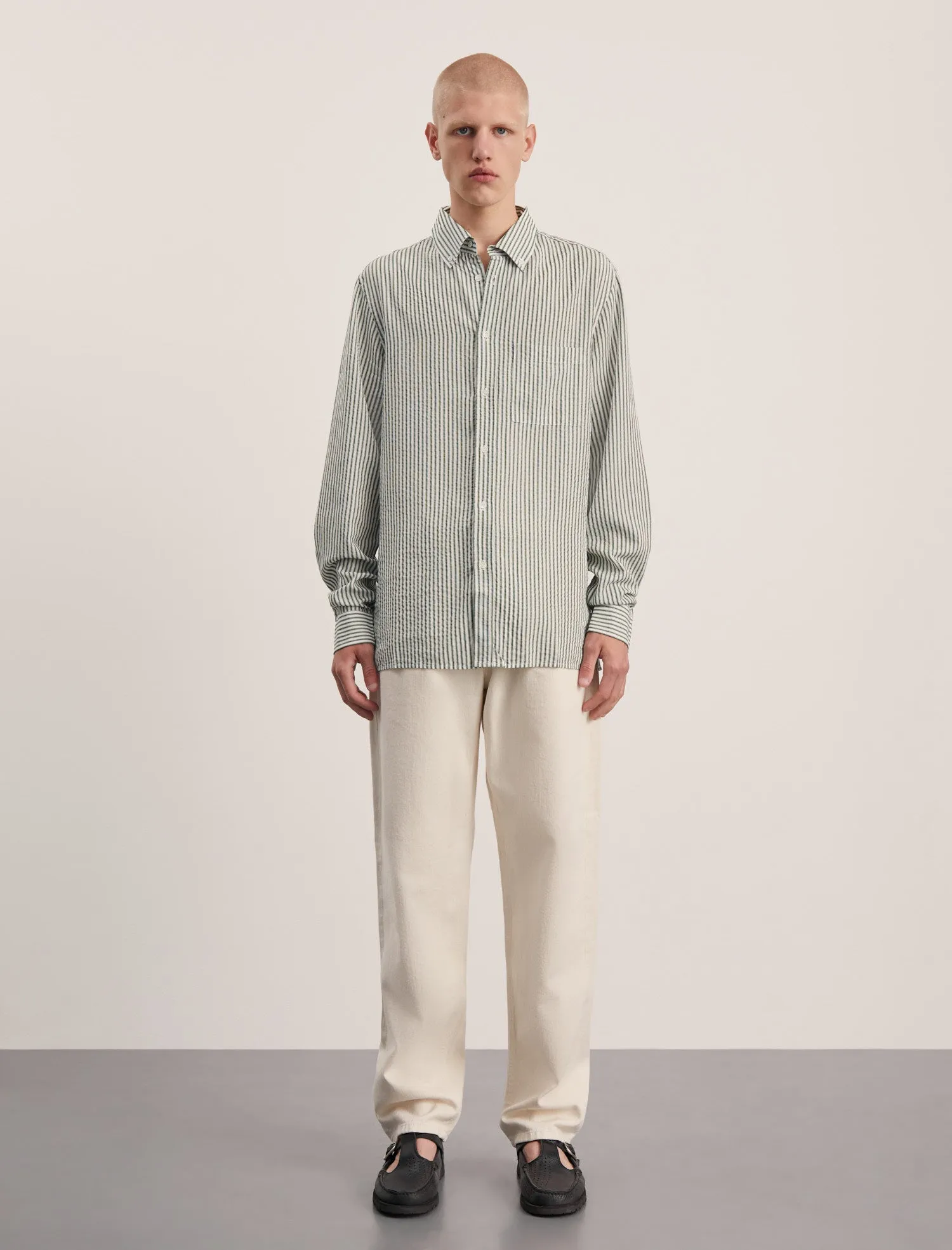 ANOTHER Shirt 1.0, Evergreen/White Stripe sold by ANOTHER ASPECT