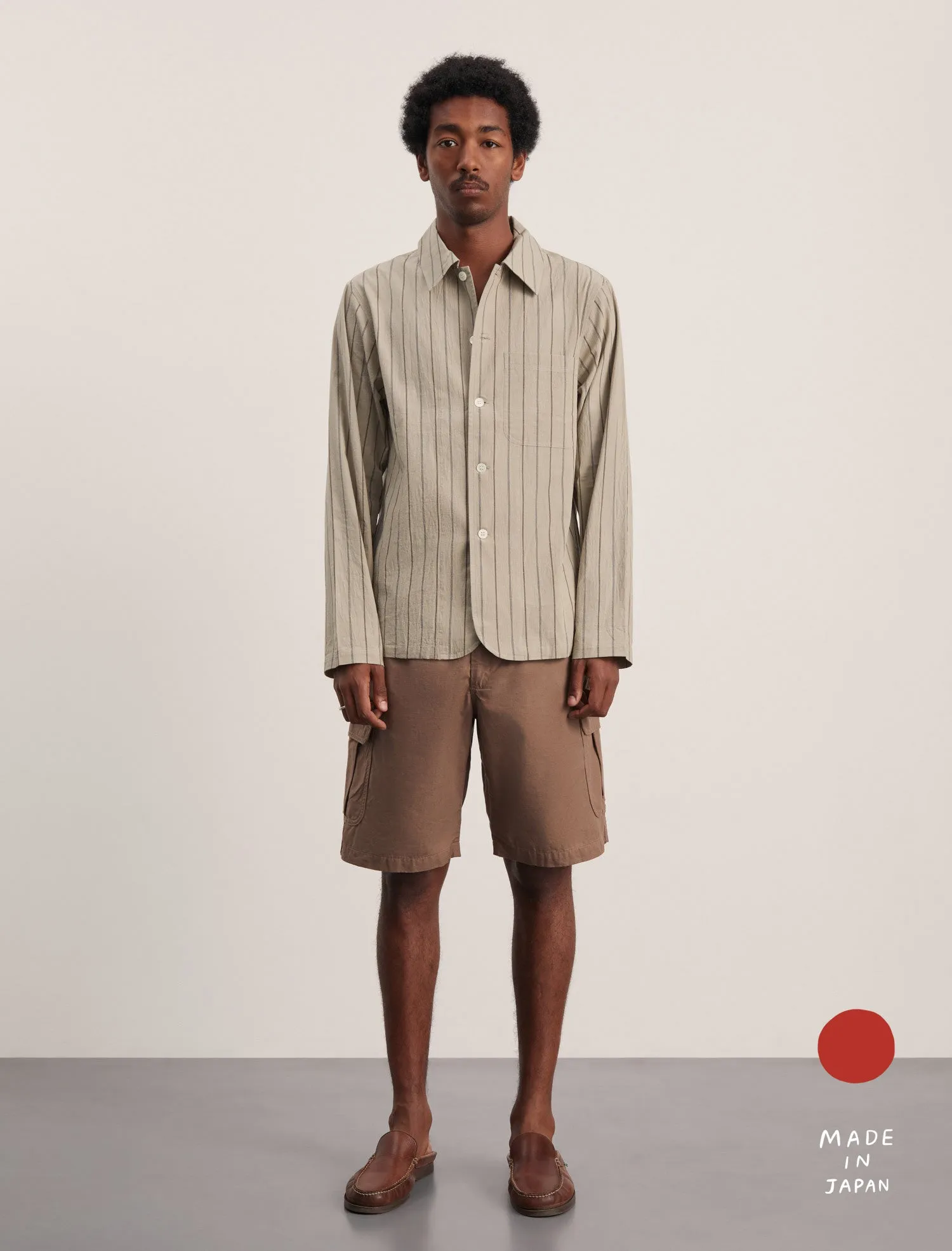 ANOTHER Shirt 2.1 JPN, Khaki Guree Stripe sold by ANOTHER ASPECT