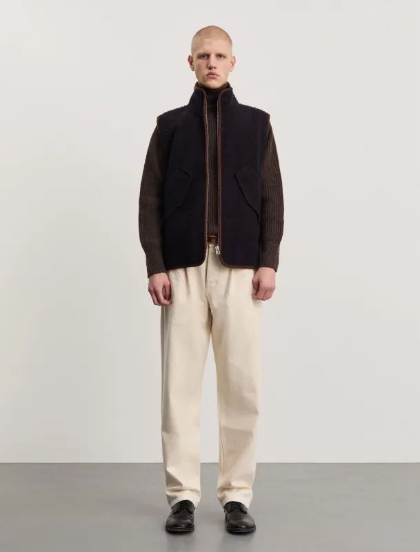 ANOTHER Fleece Vest 1.0, Navy/Brown sold by ANOTHER ASPECT