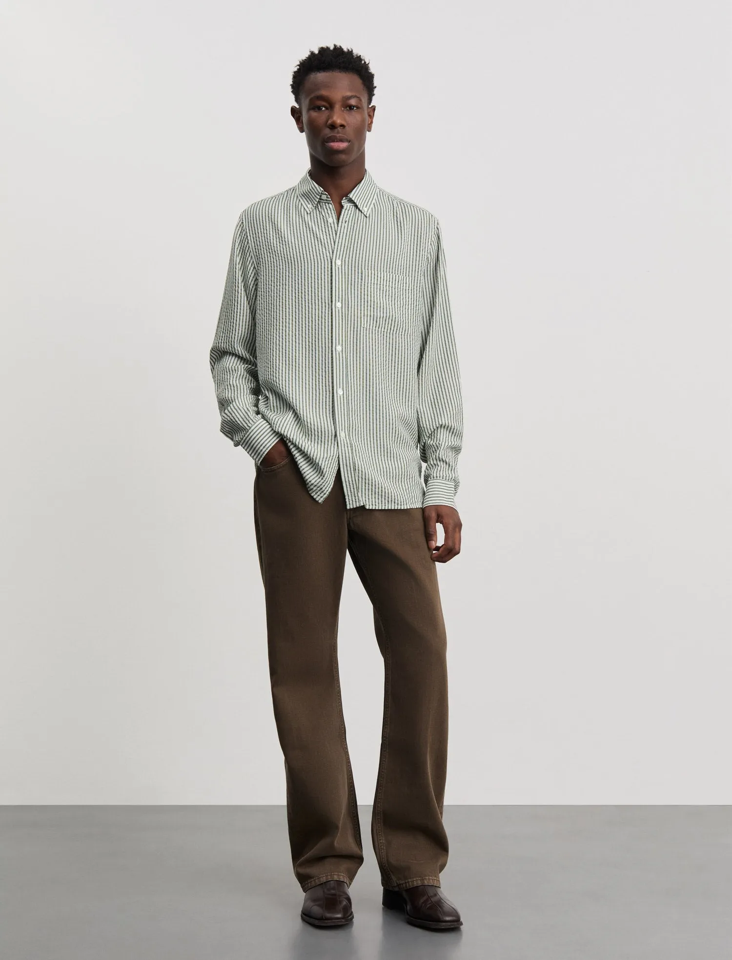 ANOTHER Shirt 1.0, Evergreen/White Stripe sold by ANOTHER ASPECT