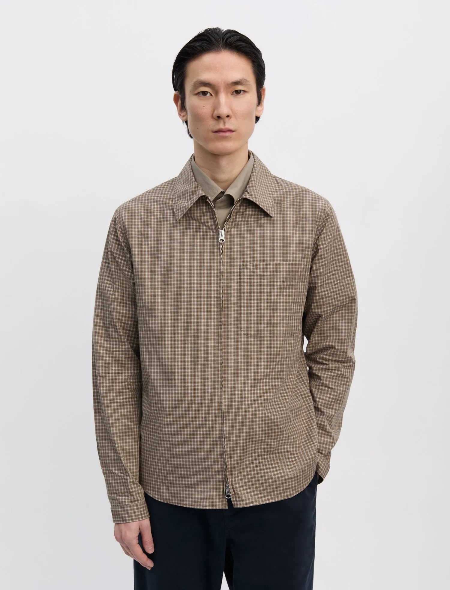 ANOTHER Zip Shirt 1.0 JPN, Khaki/Brown Check sold by ANOTHER ASPECT product image thumbnail 3