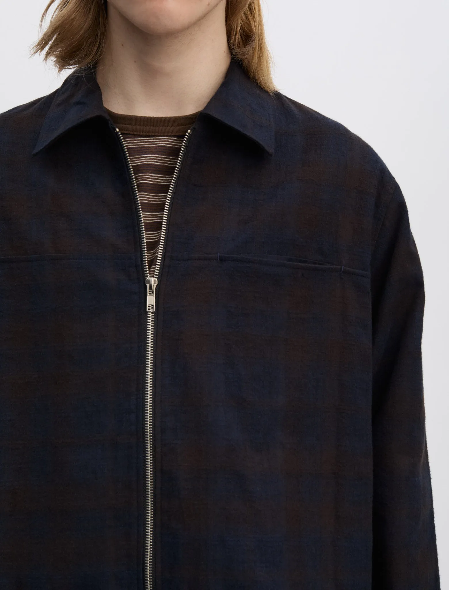 ANOTHER Overshirt 3.0, Navy/Brown Check sold by ANOTHER ASPECT product image thumbnail 2