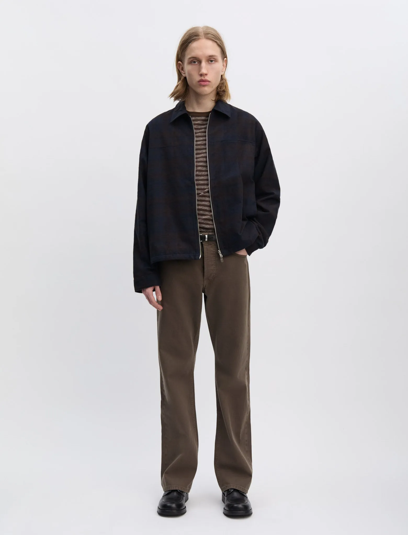 ANOTHER Overshirt 3.0, Navy/Brown Check sold by ANOTHER ASPECT