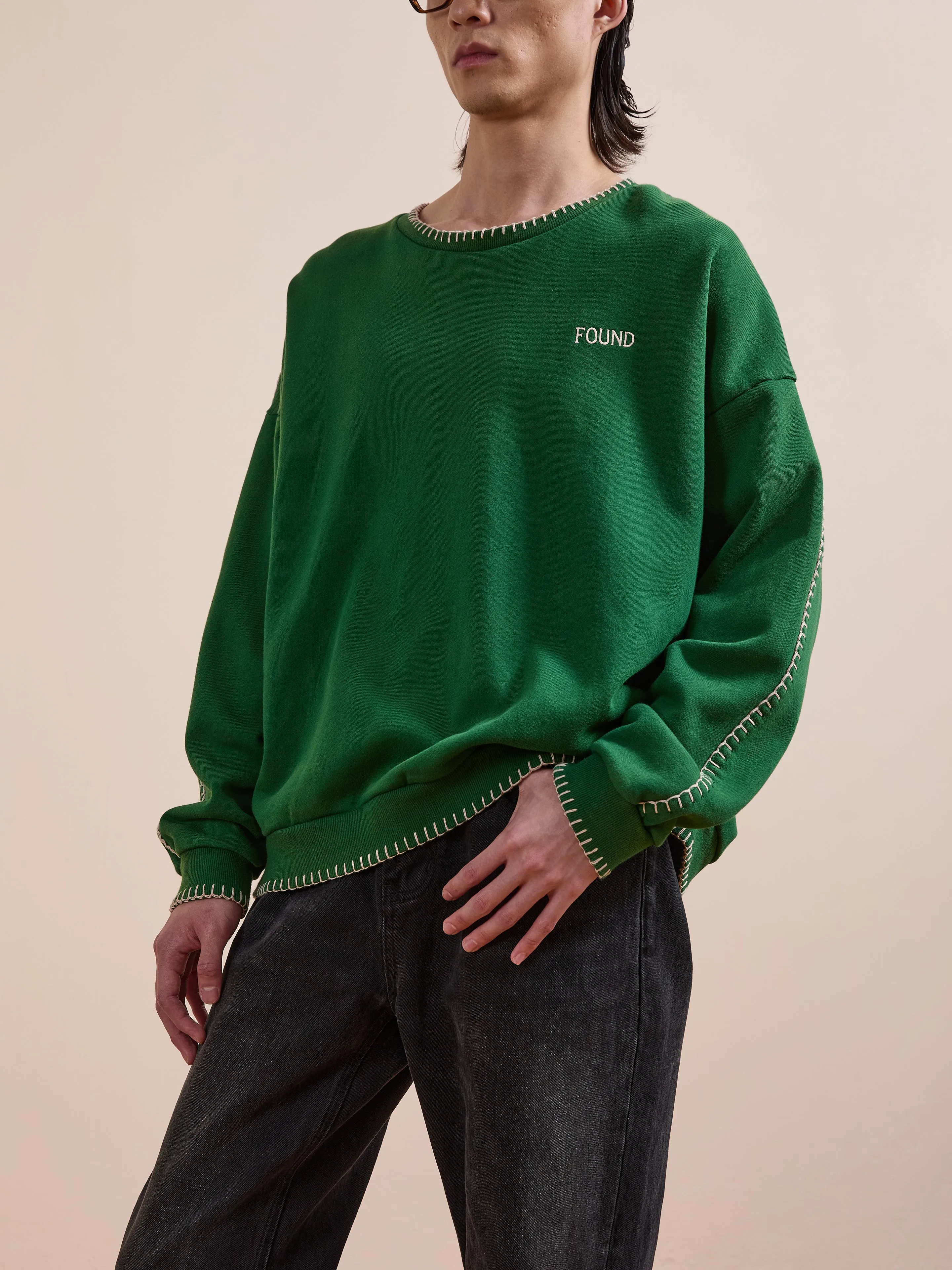 Stitched Border Distressed Crewneck sold by Found product image thumbnail 3