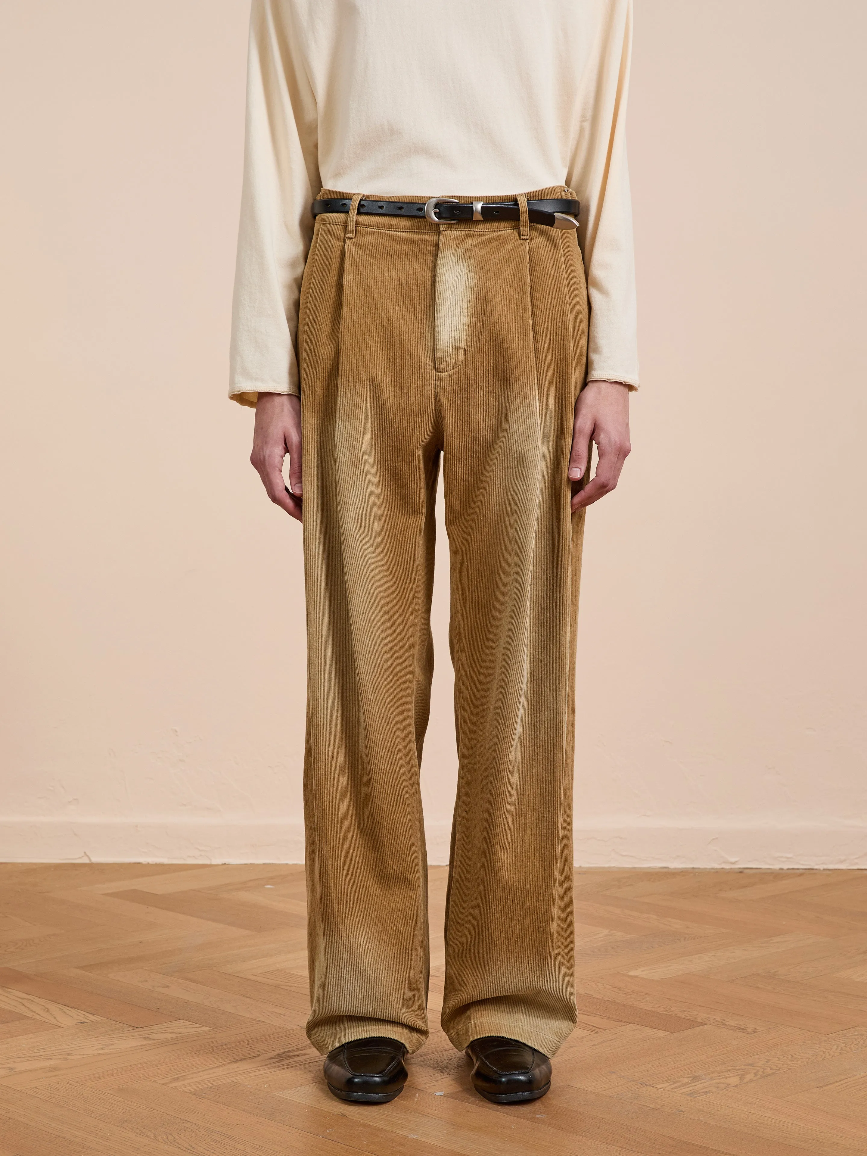 Faded Pleated Corduroy Pants sold by Found
