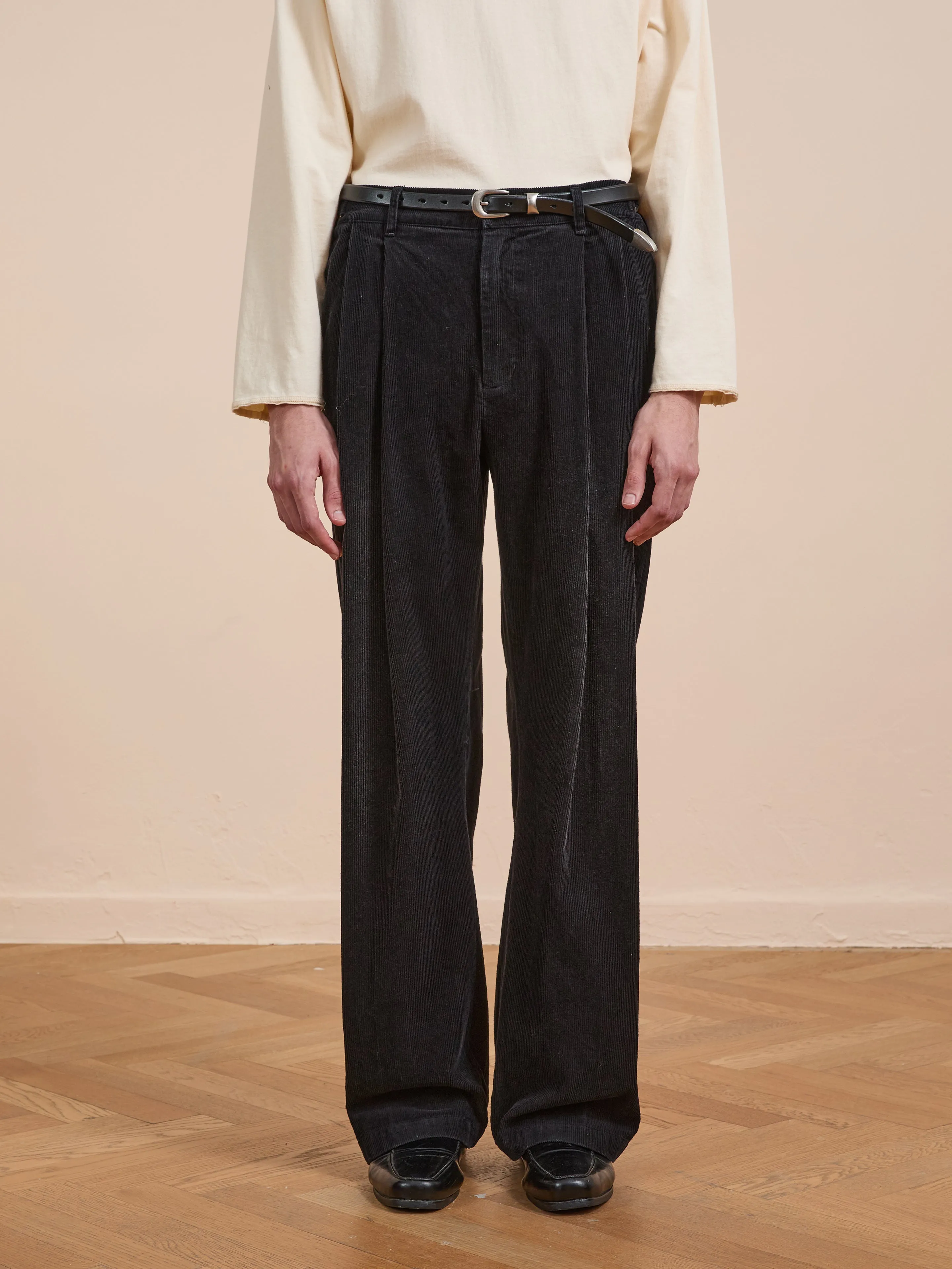 Faded Pleated Corduroy Pants sold by Found