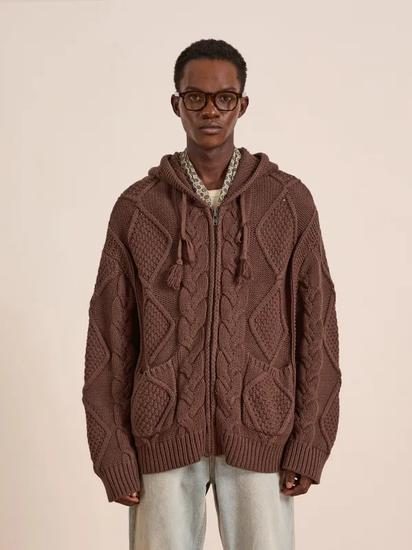 Zip Up Cable Knit Hoodie sold by Found