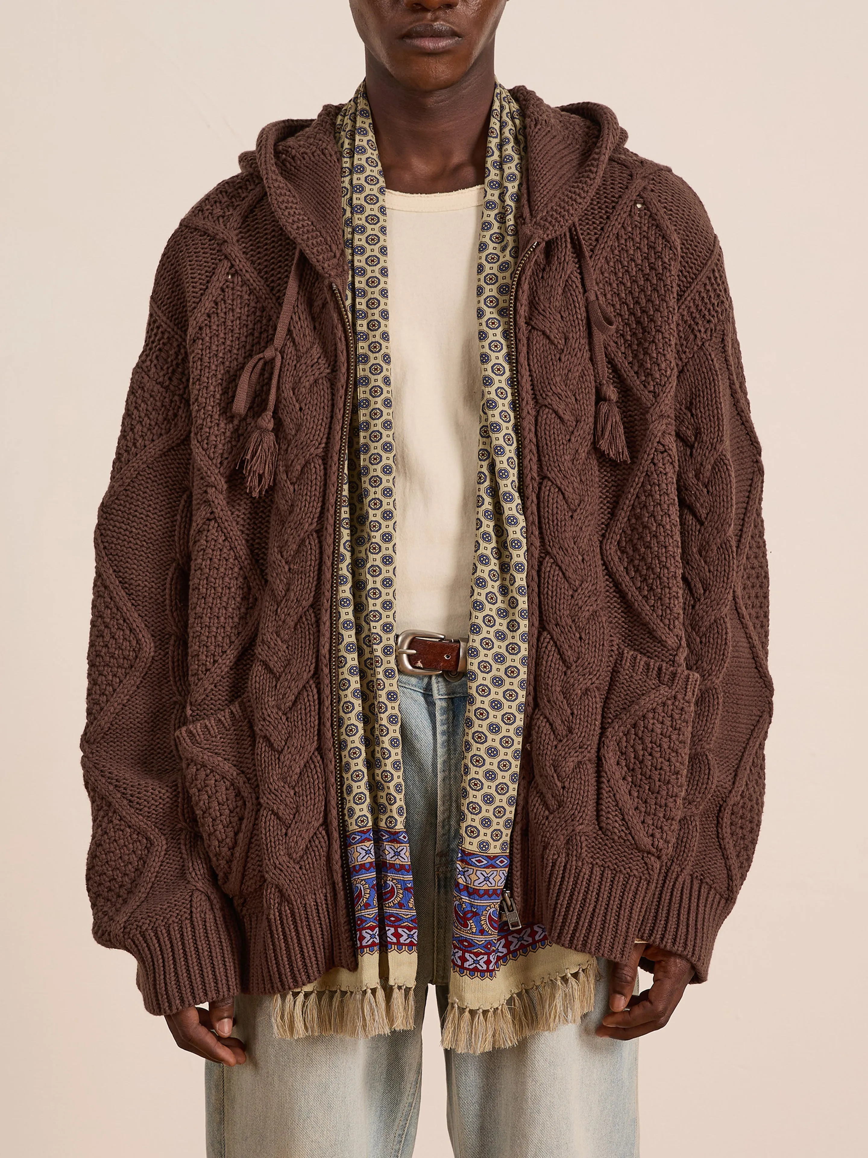 Zip Up Cable Knit Hoodie sold by Found product image thumbnail 4