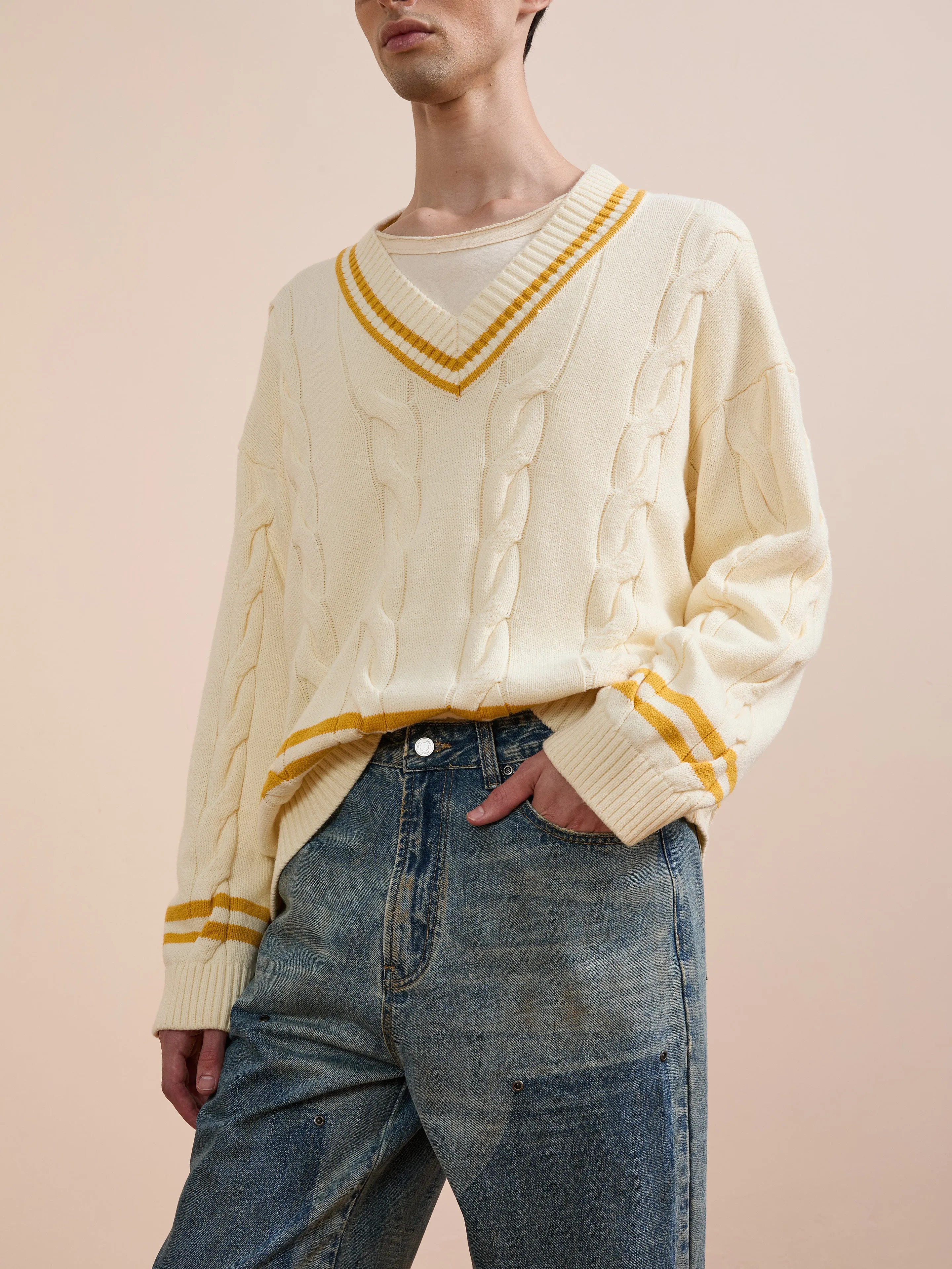 V-Neck Cricket Sweater sold by Found product image thumbnail 4