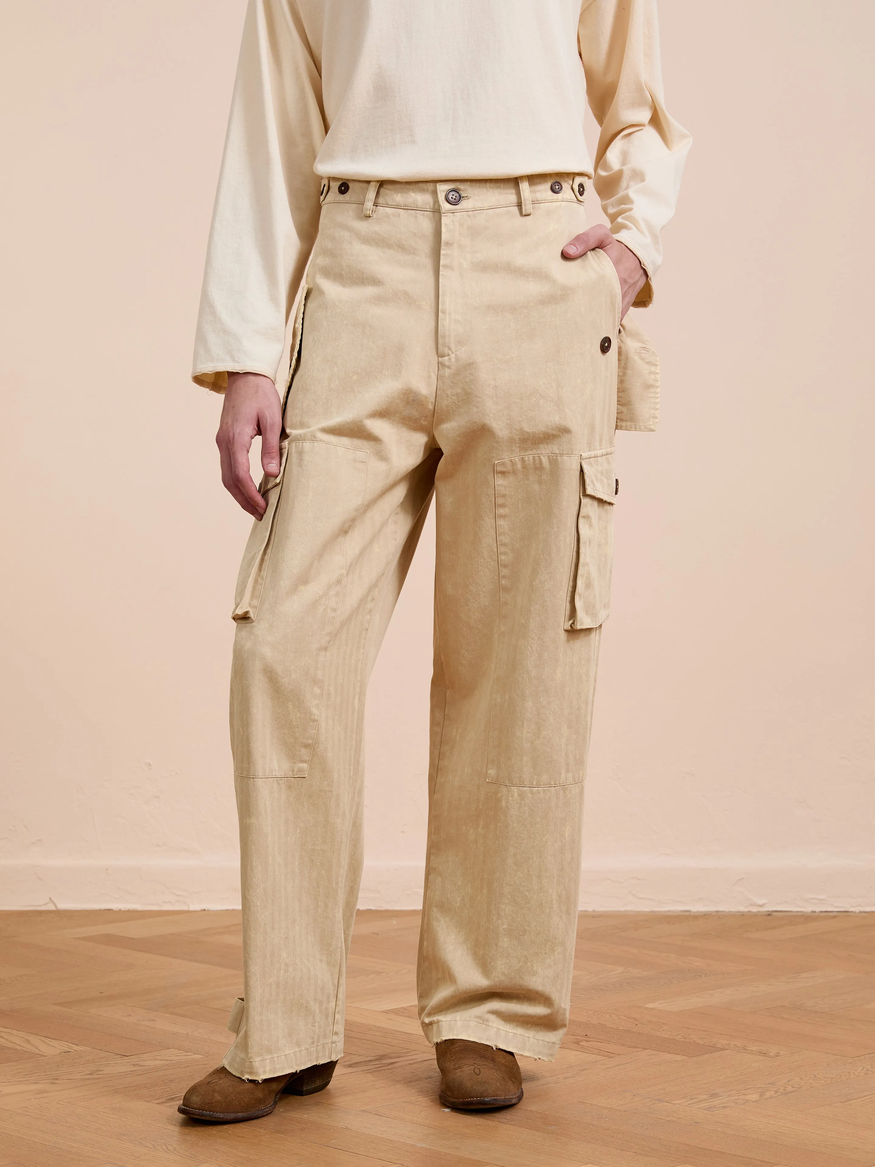 Utility Herringbone Paneled Pants sold by Found