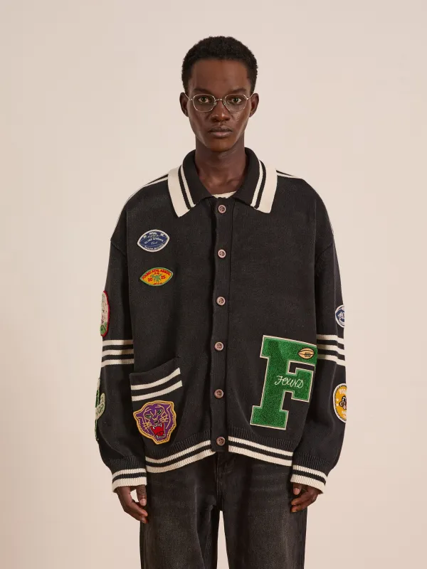 Varsity Patch Collared Cardigan sold by Found
