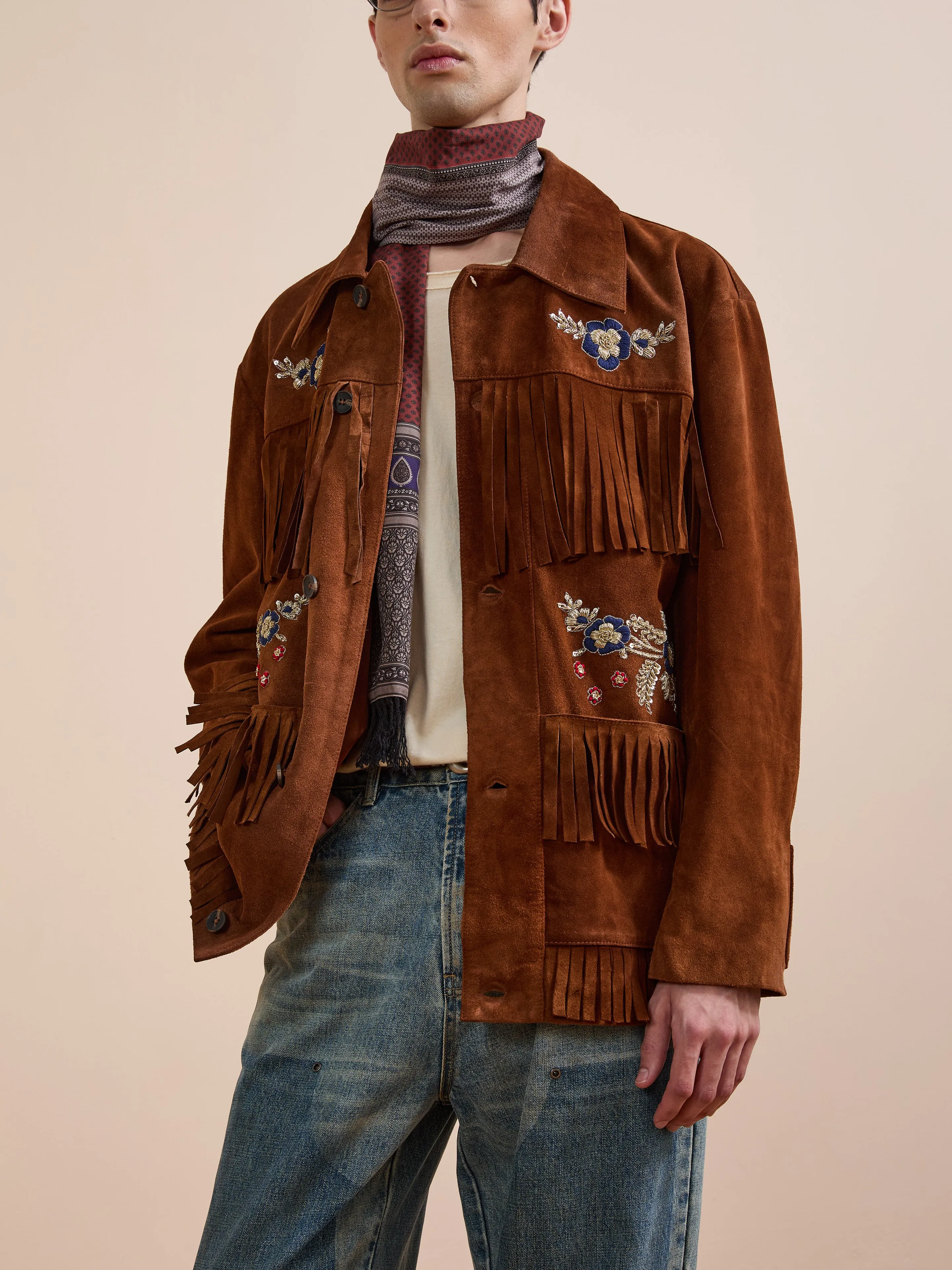 Hand Embroidered Suede Fringe Jacket sold by Found product image thumbnail 3