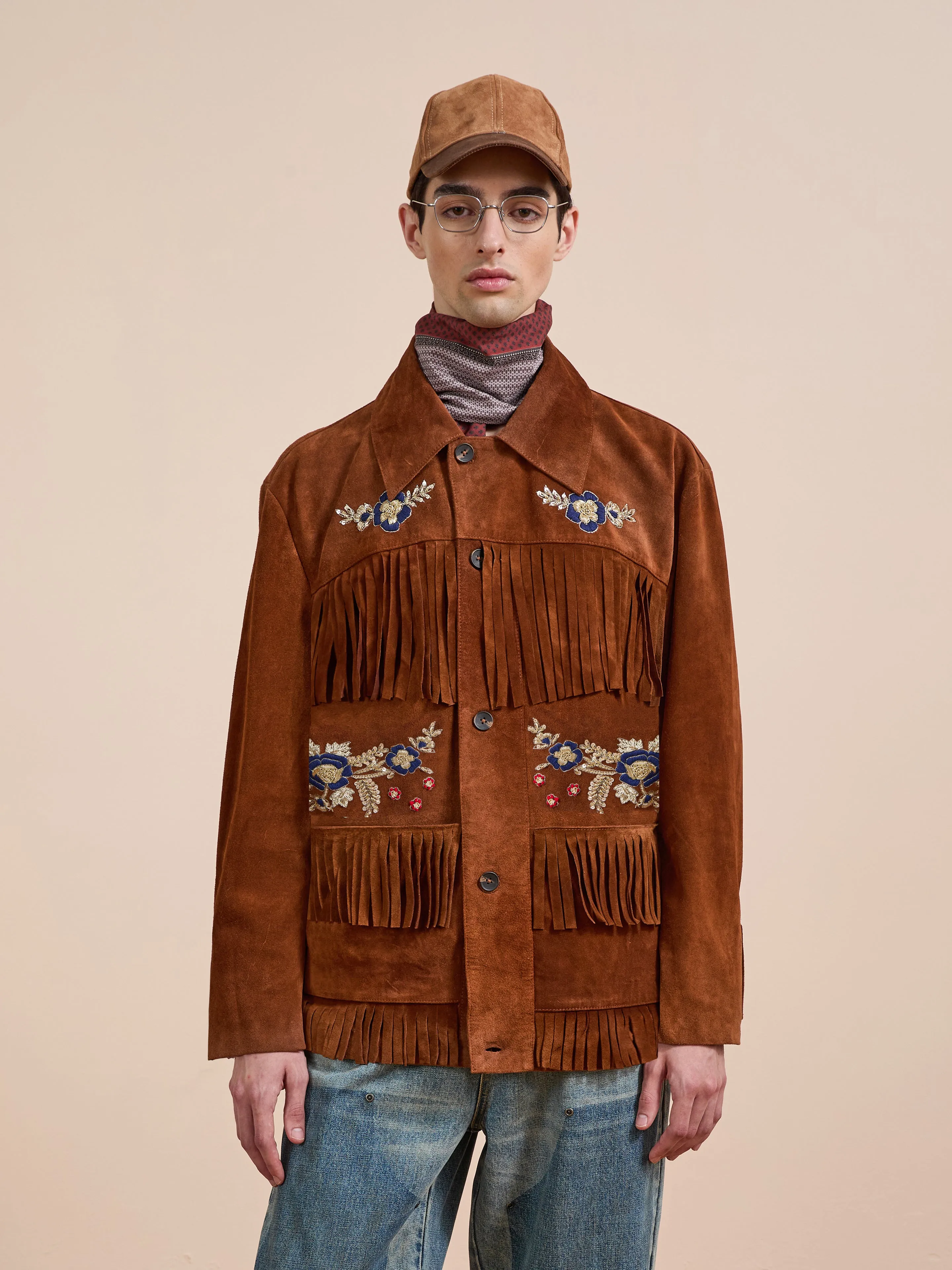 Hand Embroidered Suede Fringe Jacket sold by Found