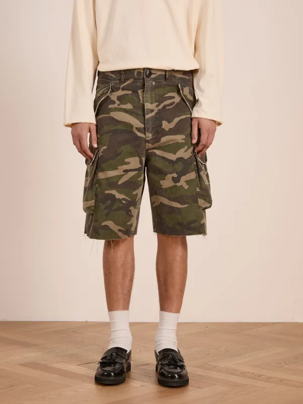 Camouflage Twill Utility Cargo Shorts sold by Found