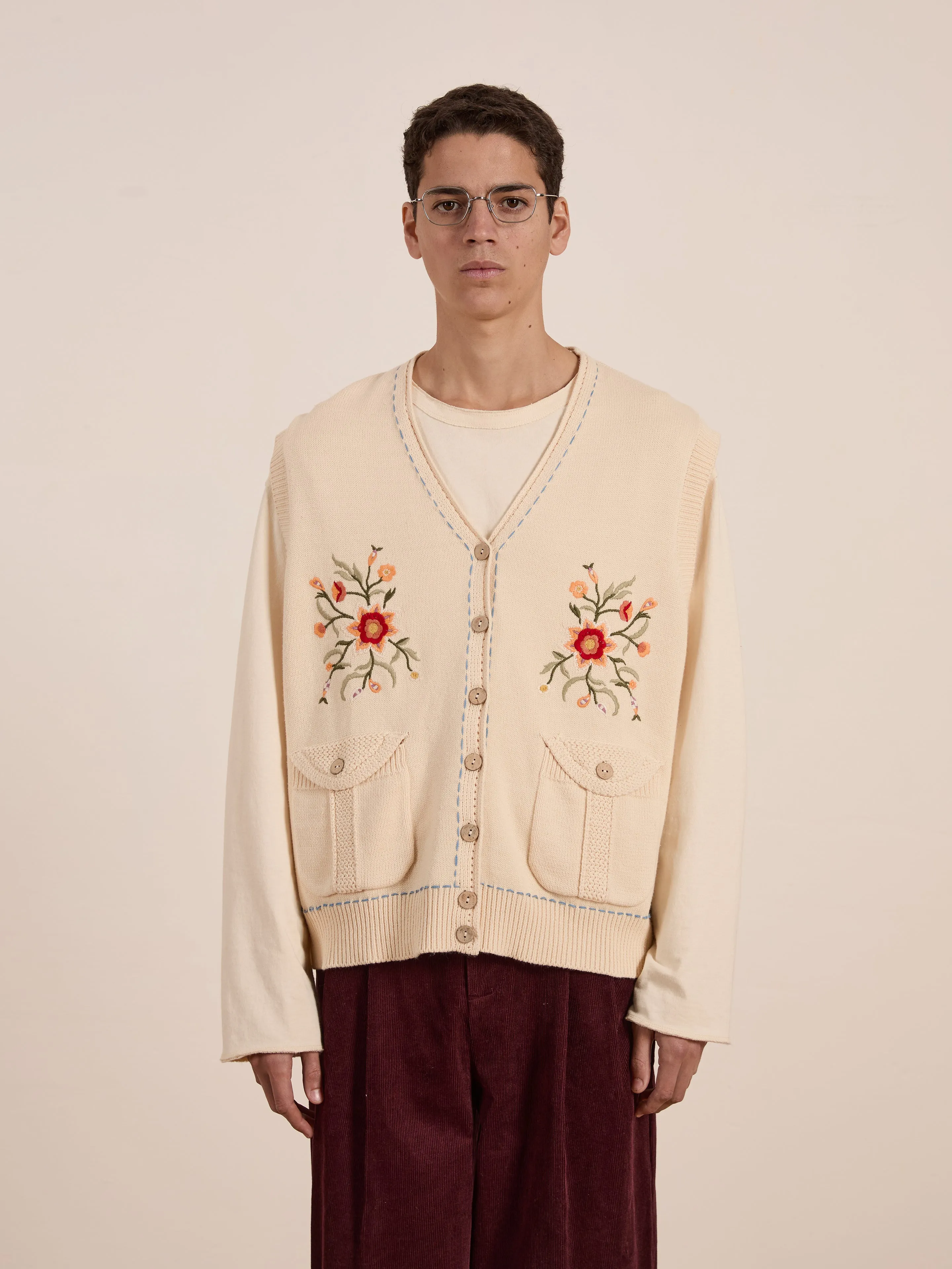 Floral Embroidered Knit Vest sold by Found