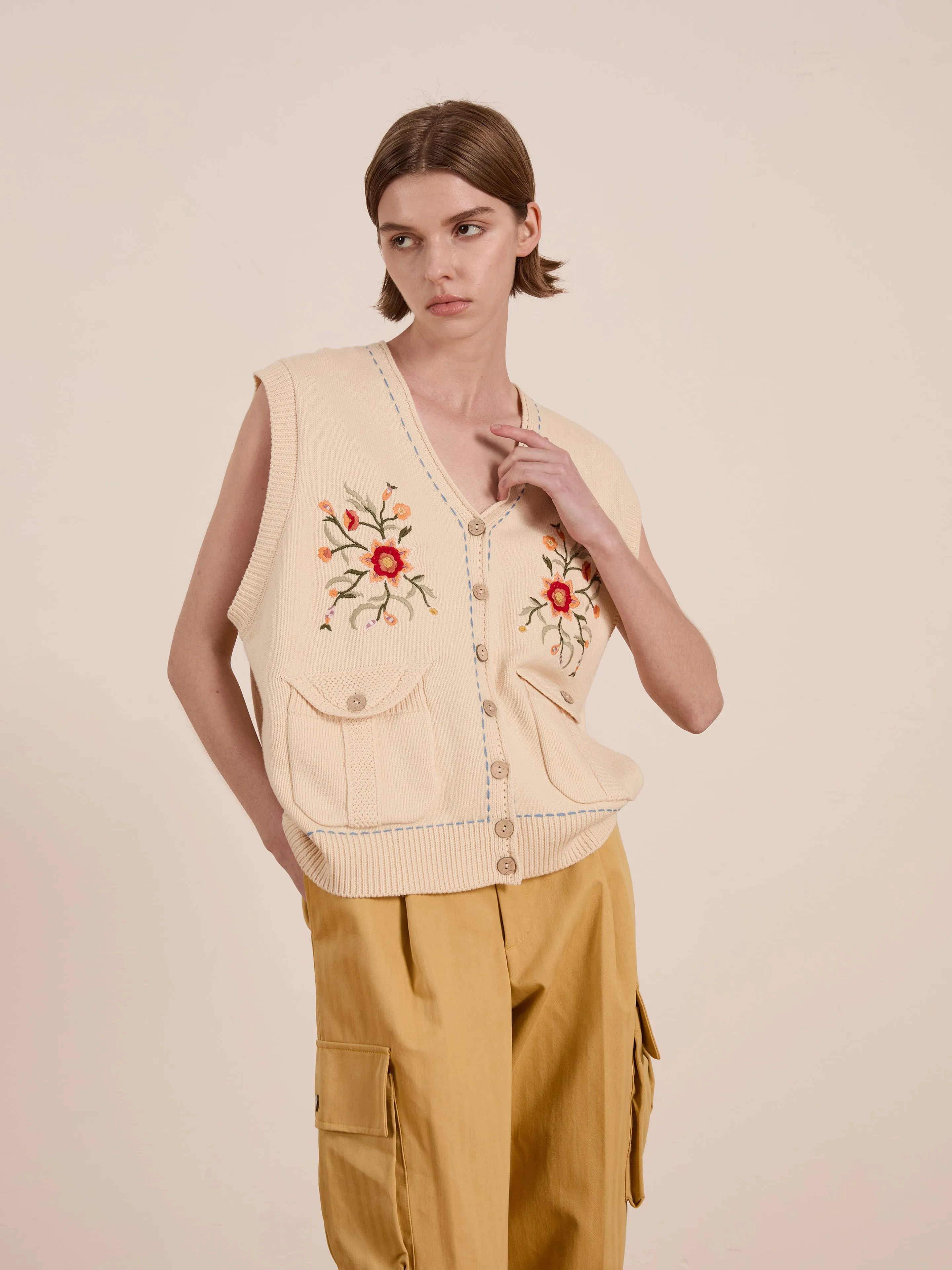Floral Embroidered Knit Vest sold by Found product image thumbnail 3