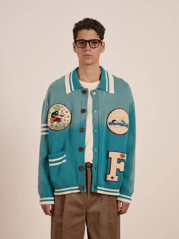 Fin Varsity Patch Collared Cardigan sold by Found