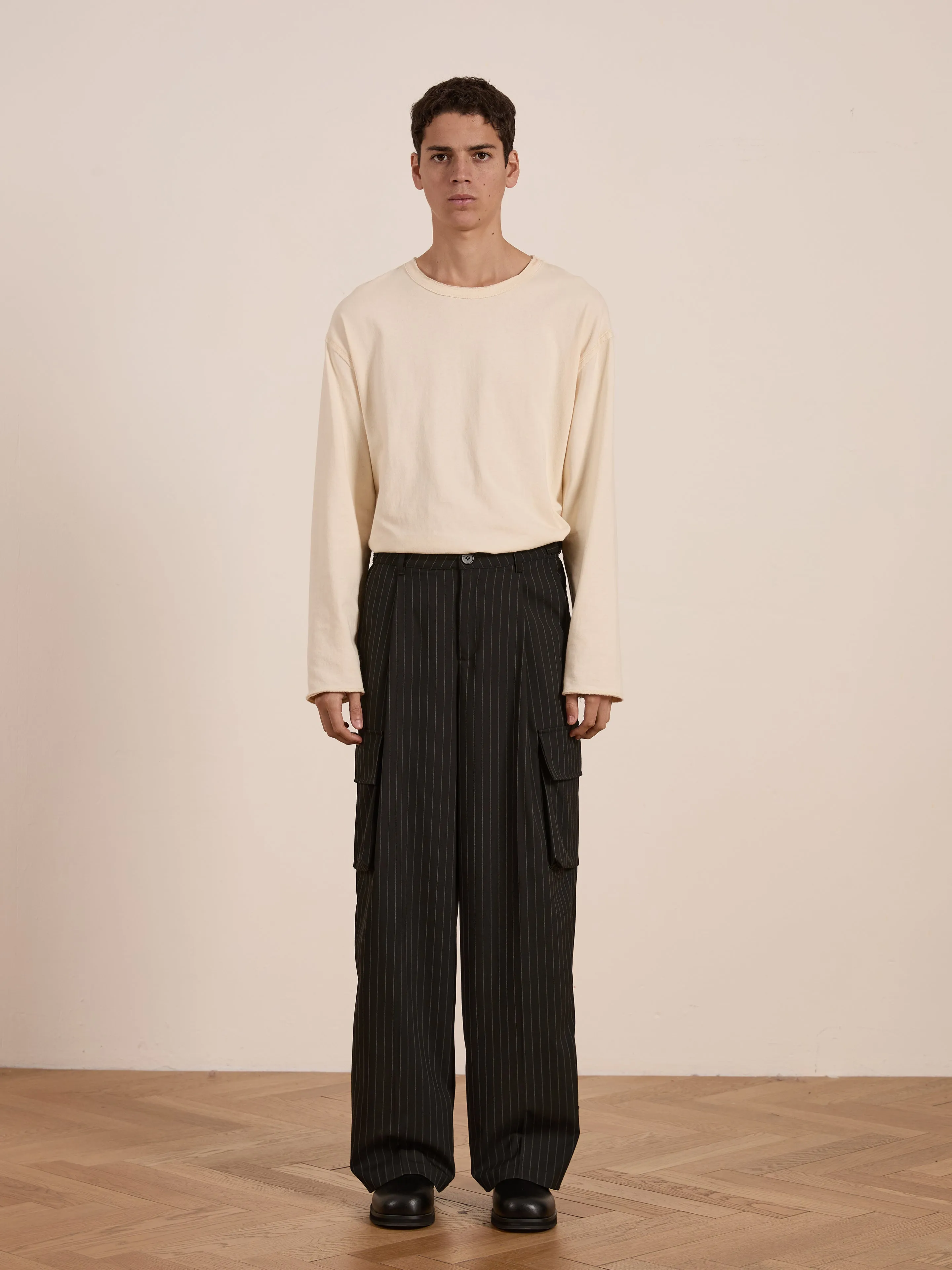 Hava Pinstripe Pleated Cargo Trousers sold by Found product image thumbnail 2