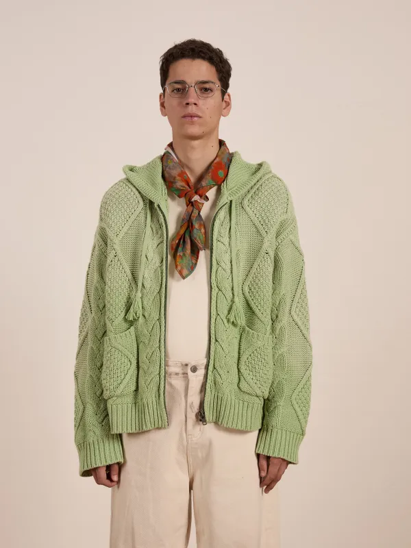 Zip Up Cable Knit Hoodie sold by Found