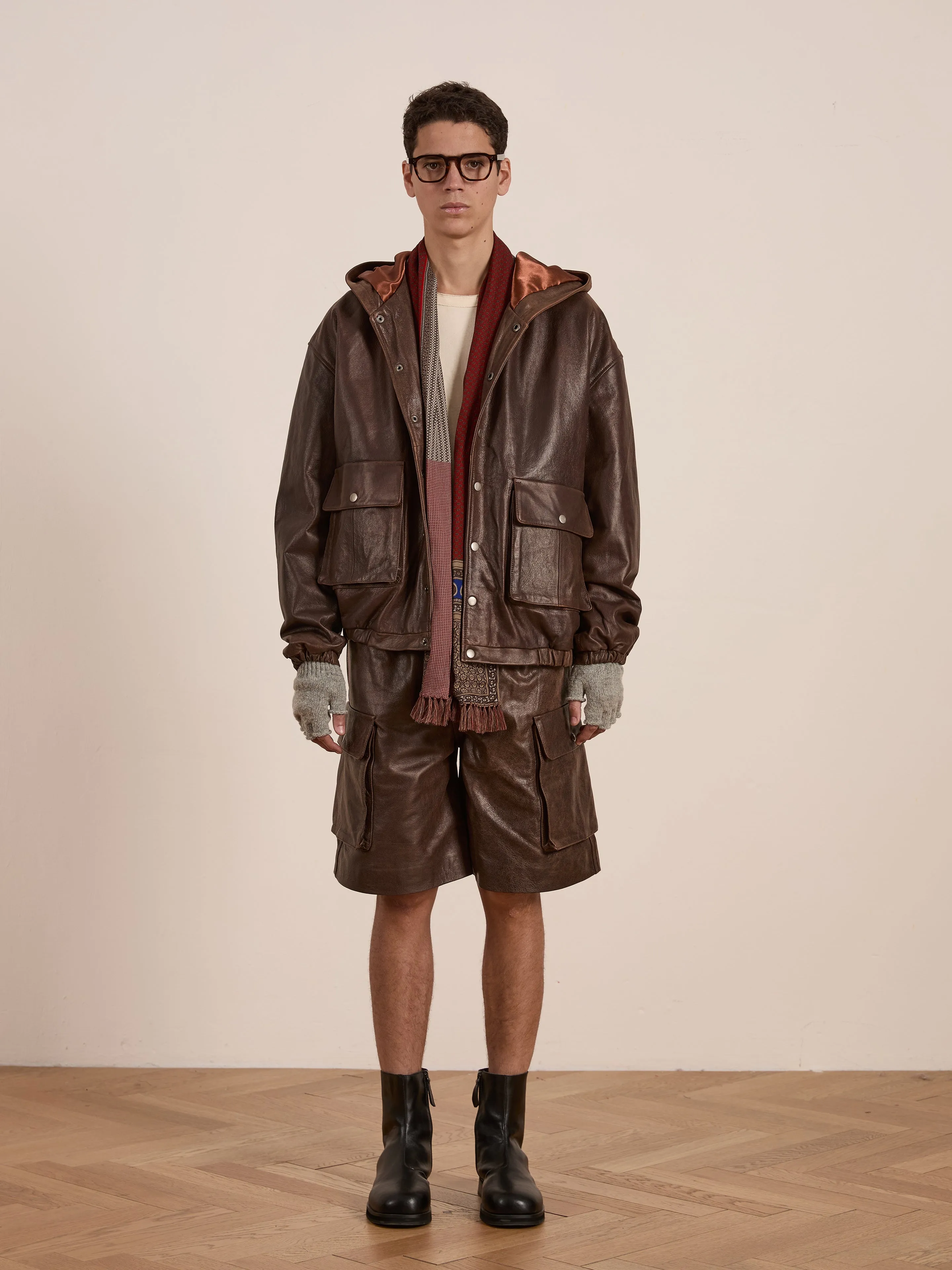 Dusk Distressed Genuine Leather Hoodie sold by Found product image thumbnail 3