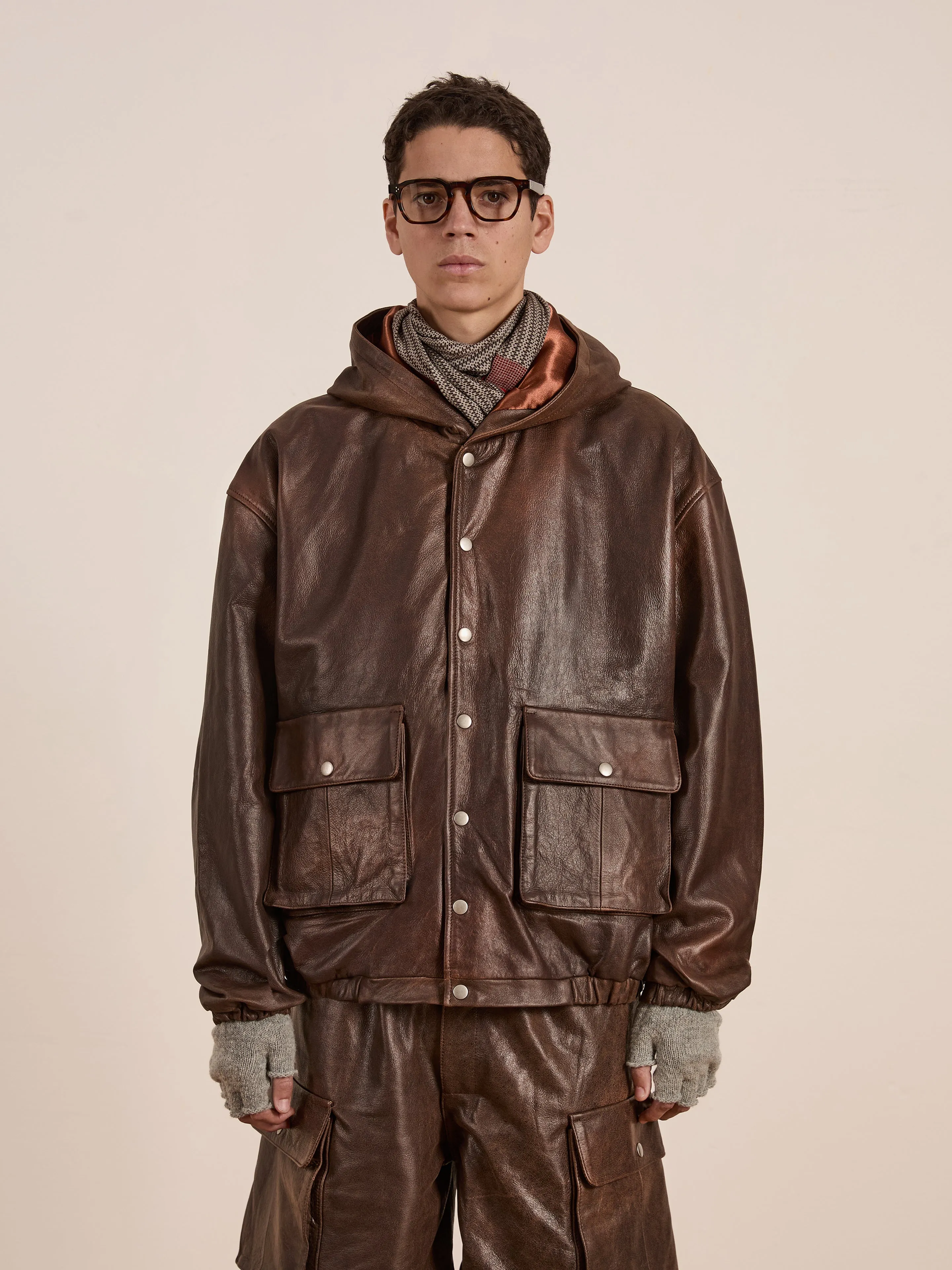 Dusk Distressed Genuine Leather Hoodie sold by Found