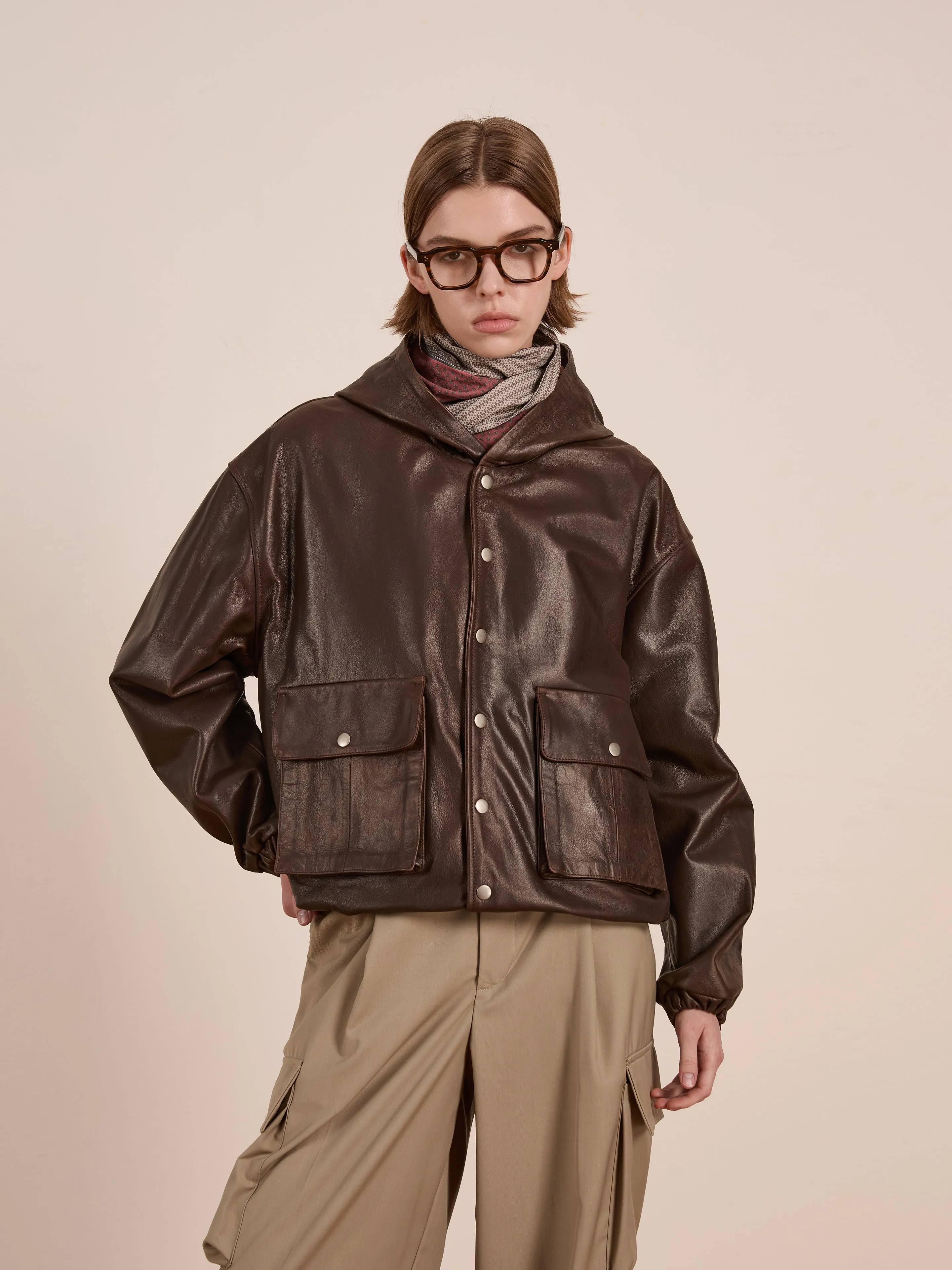 Dusk Distressed Genuine Leather Hoodie sold by Found product image thumbnail 2