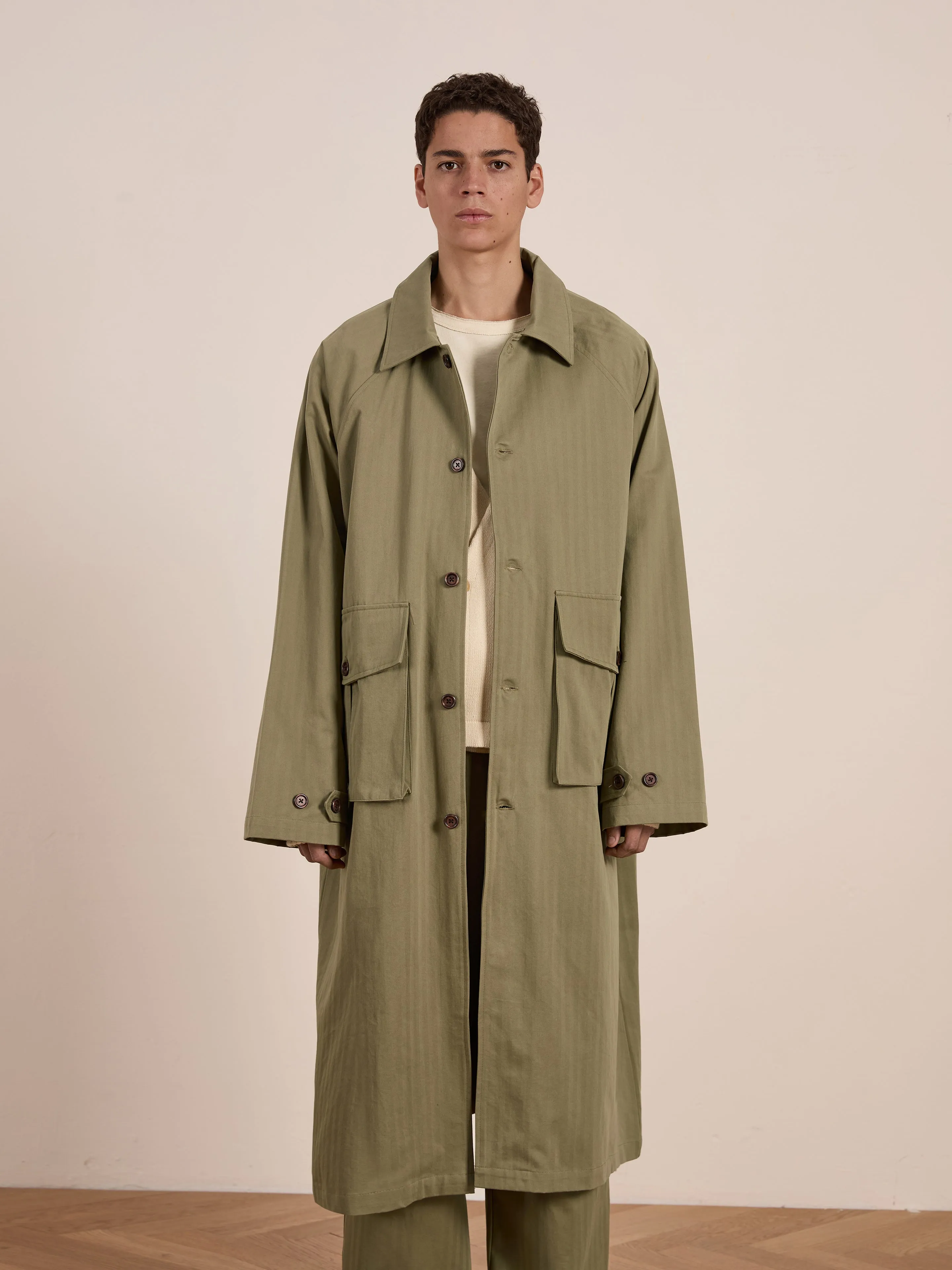 Herringbone Twill Trench Coat sold by Found