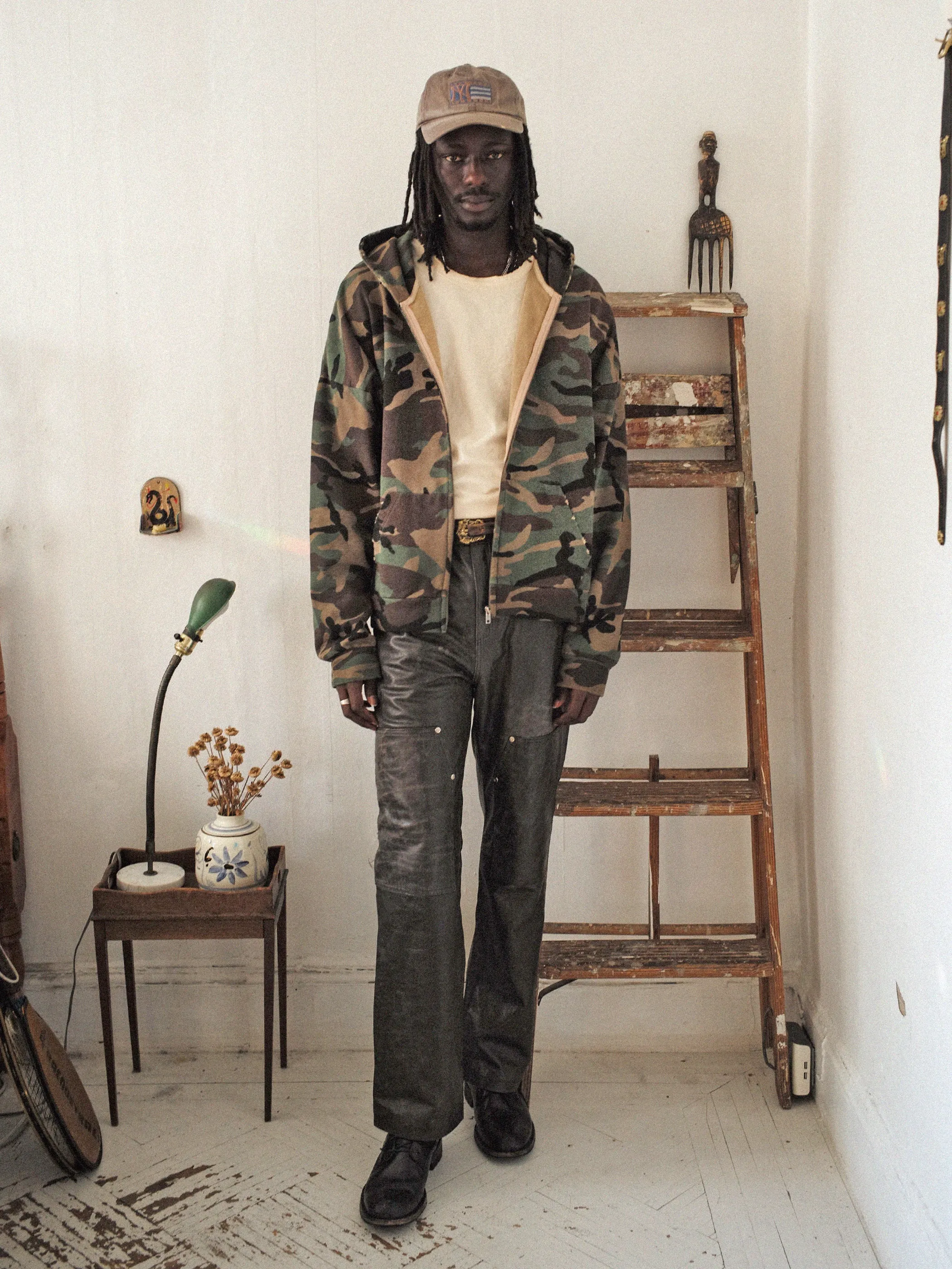 Washed Camouflage Zip Hoodie sold by Found product image thumbnail 3