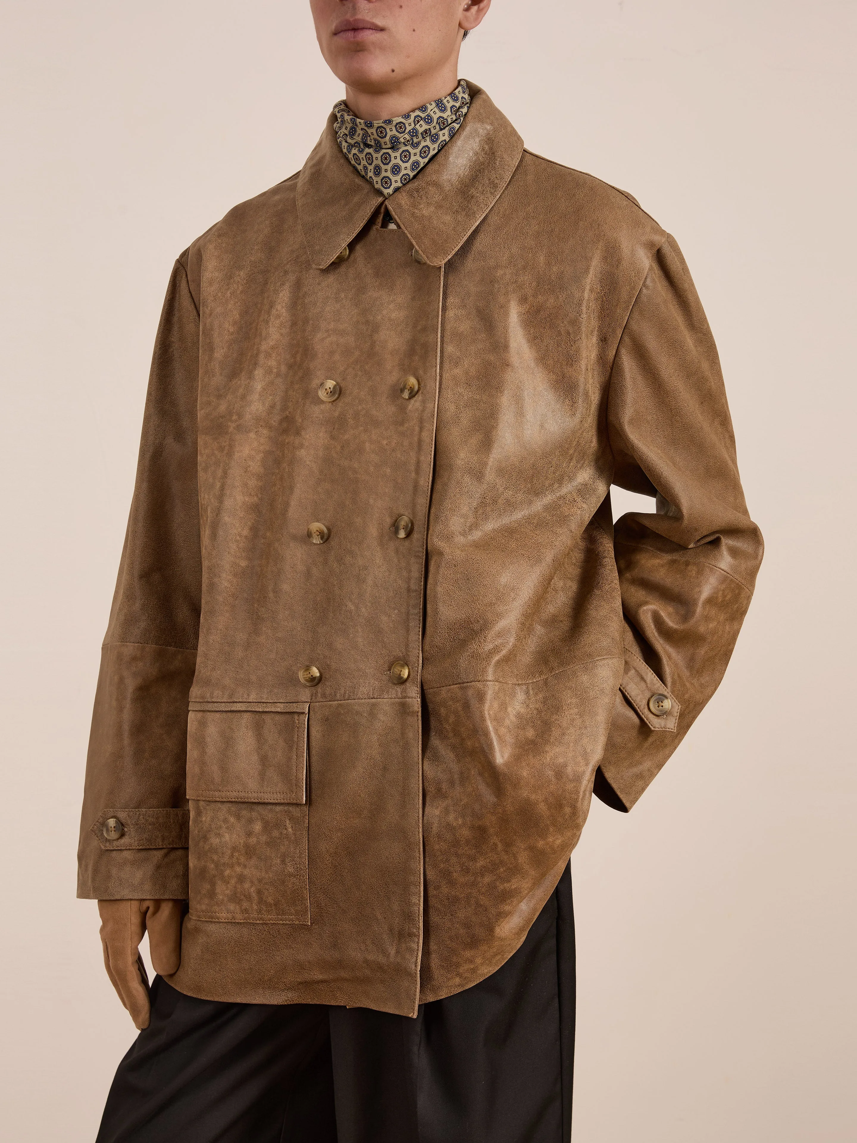 Fawn Double Breasted Leather Jacket sold by Found product image thumbnail 4