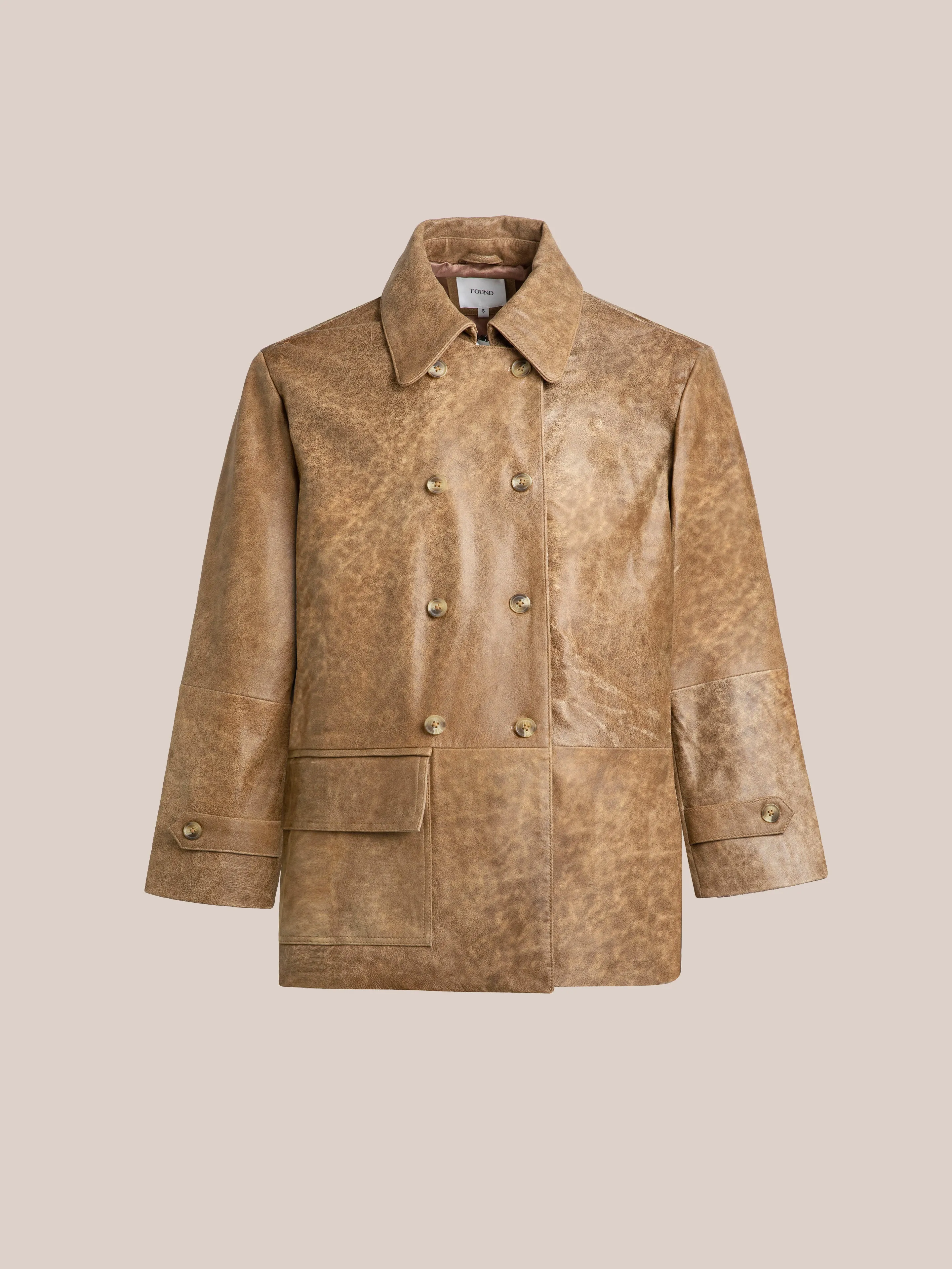 Fawn Double Breasted Leather Jacket sold by Found product image thumbnail 5