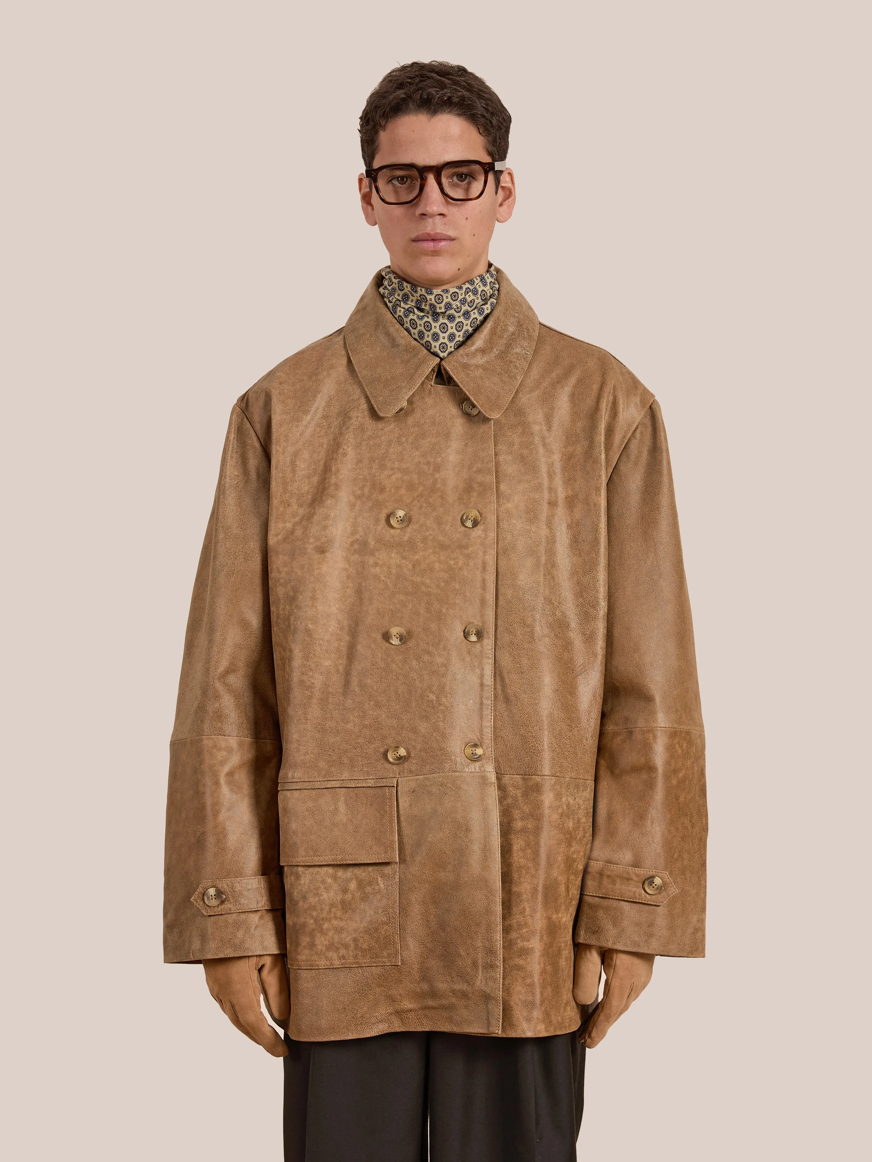 Fawn Double Breasted Leather Jacket sold by Found