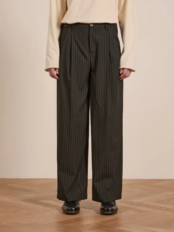 Pinstripe Pleated Trousers sold by Found