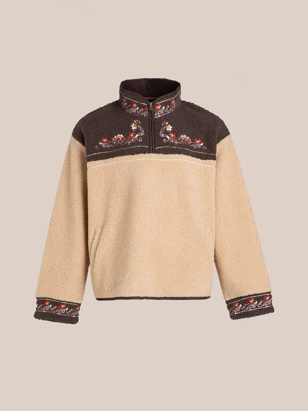 Pahari Floral Embroidered Sherpa Pullover sold by Found