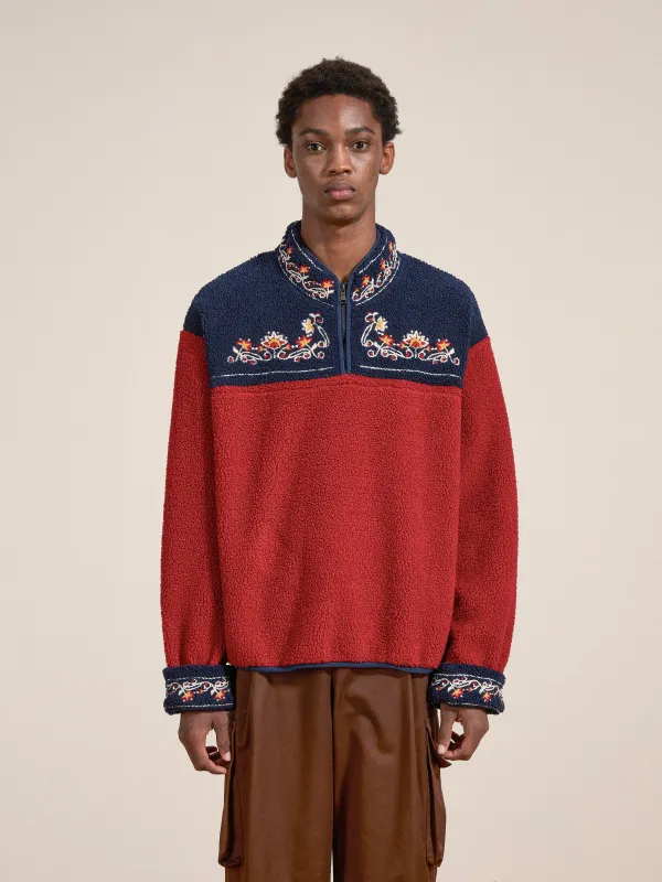 Pahari Floral Embroidered Sherpa Pullover sold by Found